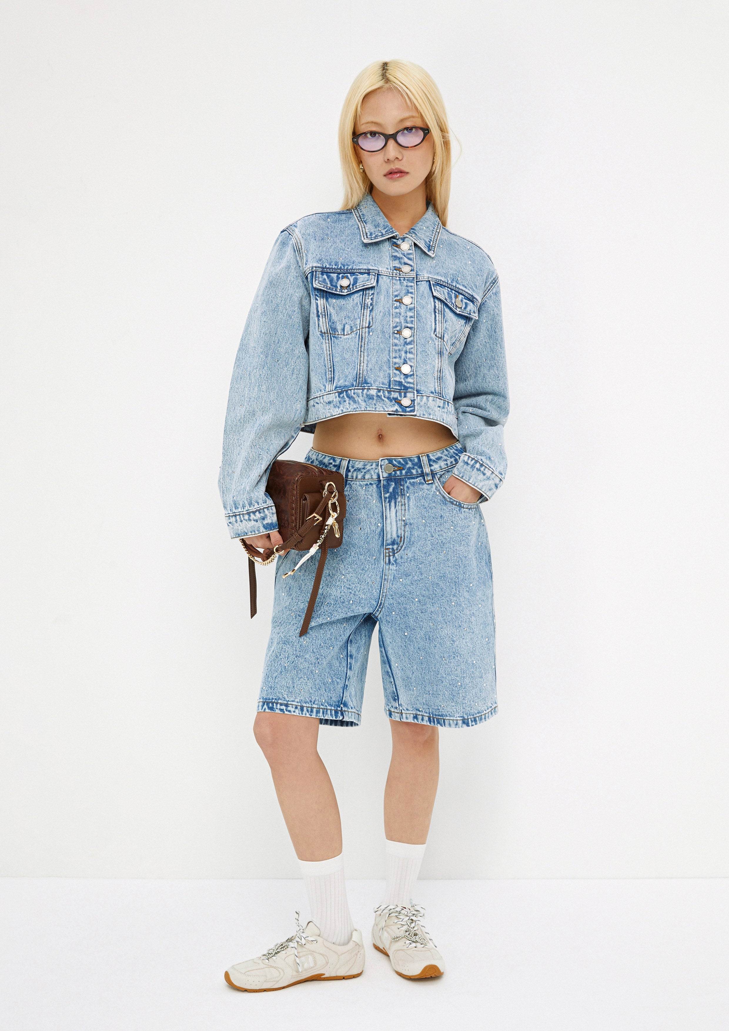 Denim Crop Jacket Mist Through The Pine