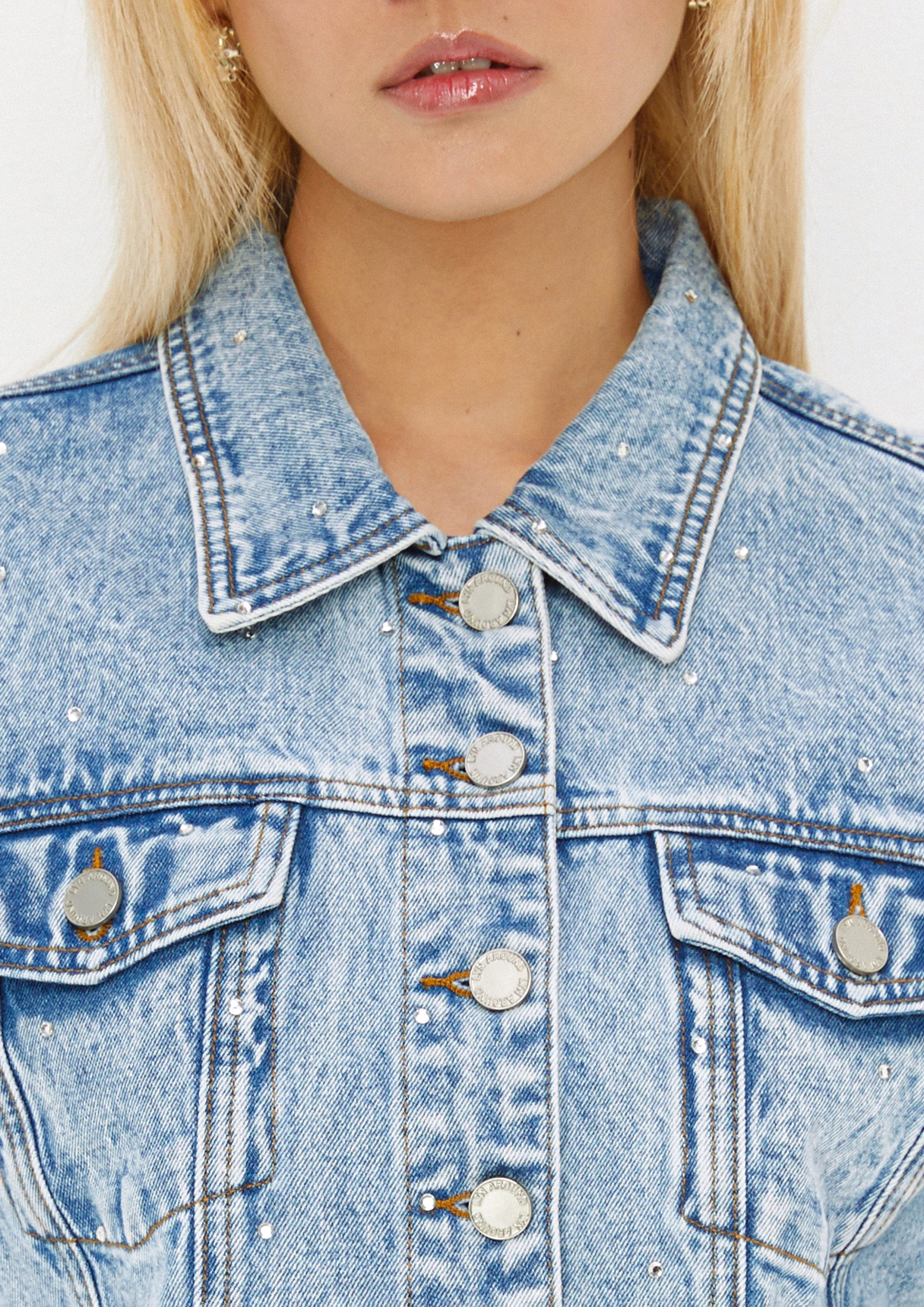 Denim Crop Jacket Mist Through The Pine