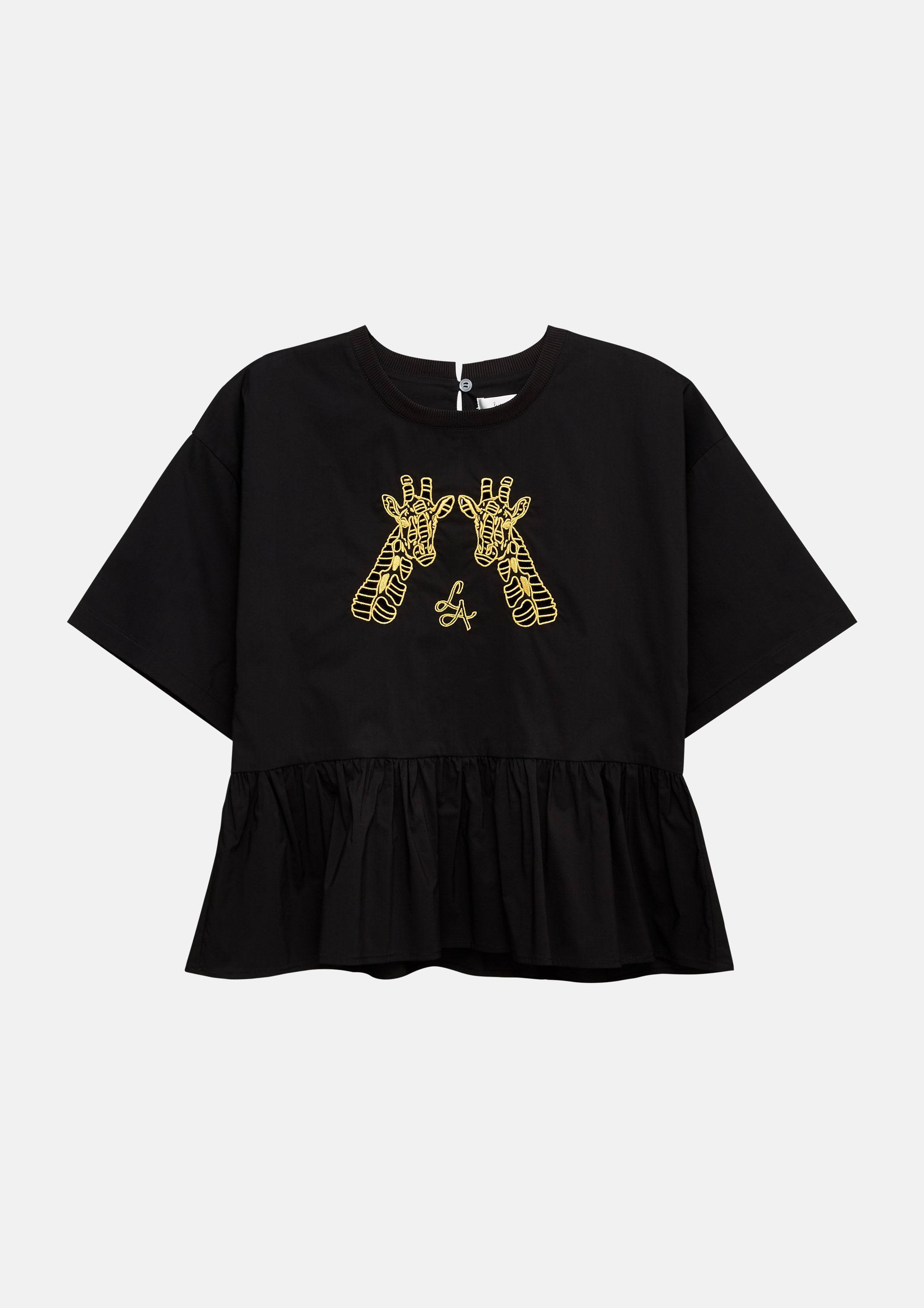 Peplum Giraffe Graphic Top