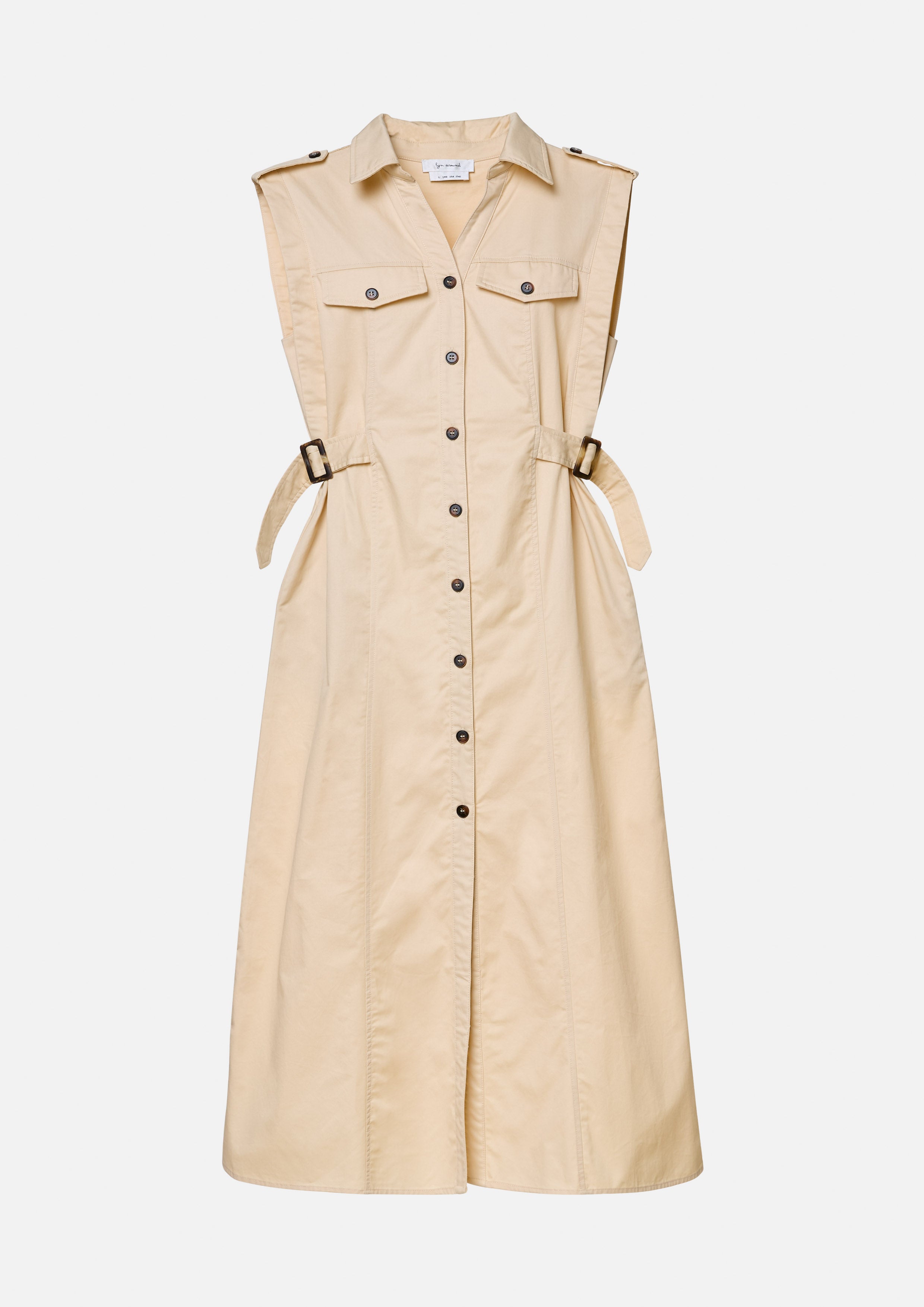 Sleeveless Button Down Dress White Horizon
