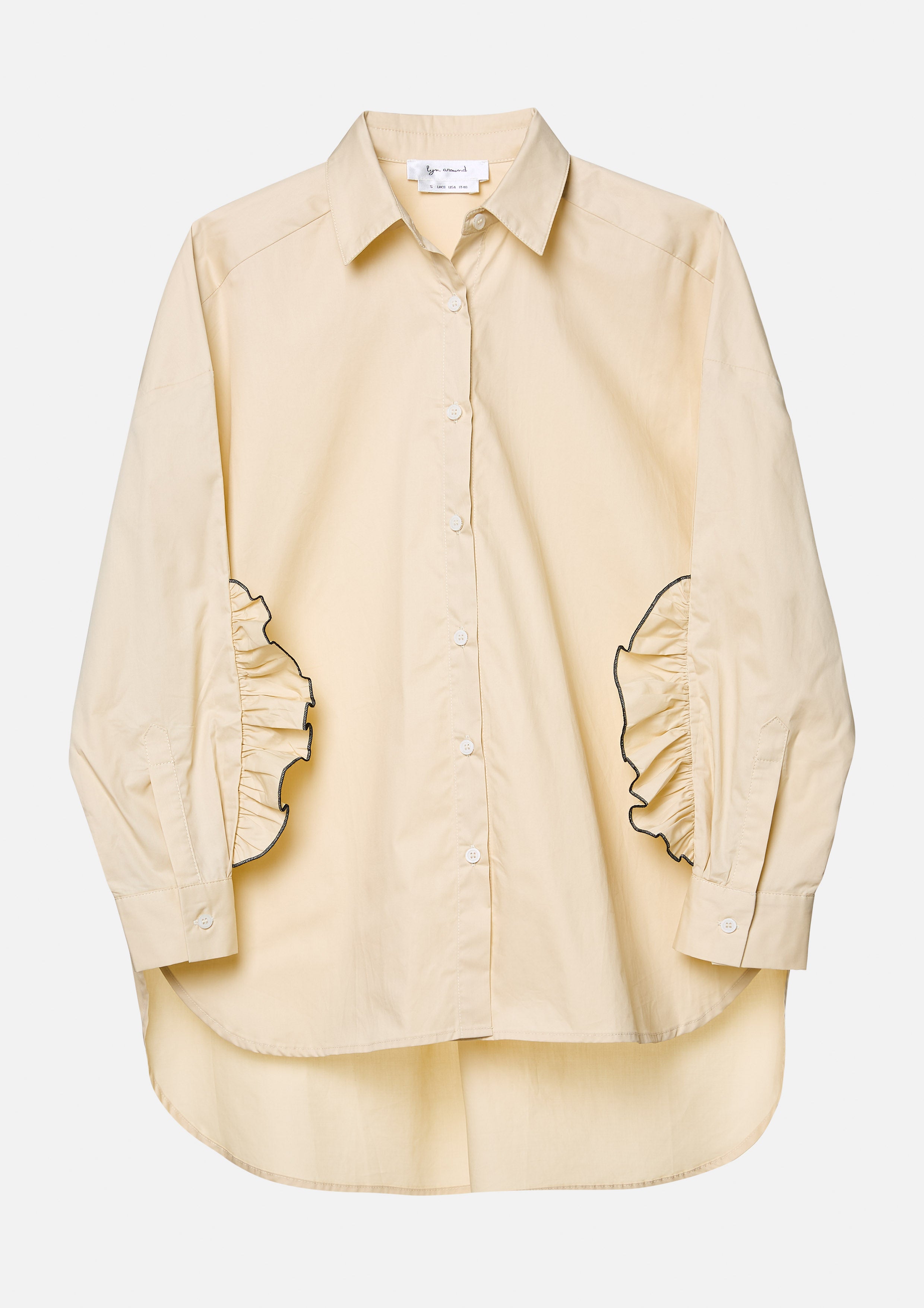 Frill Trim Sleeve Shirt White Horizon