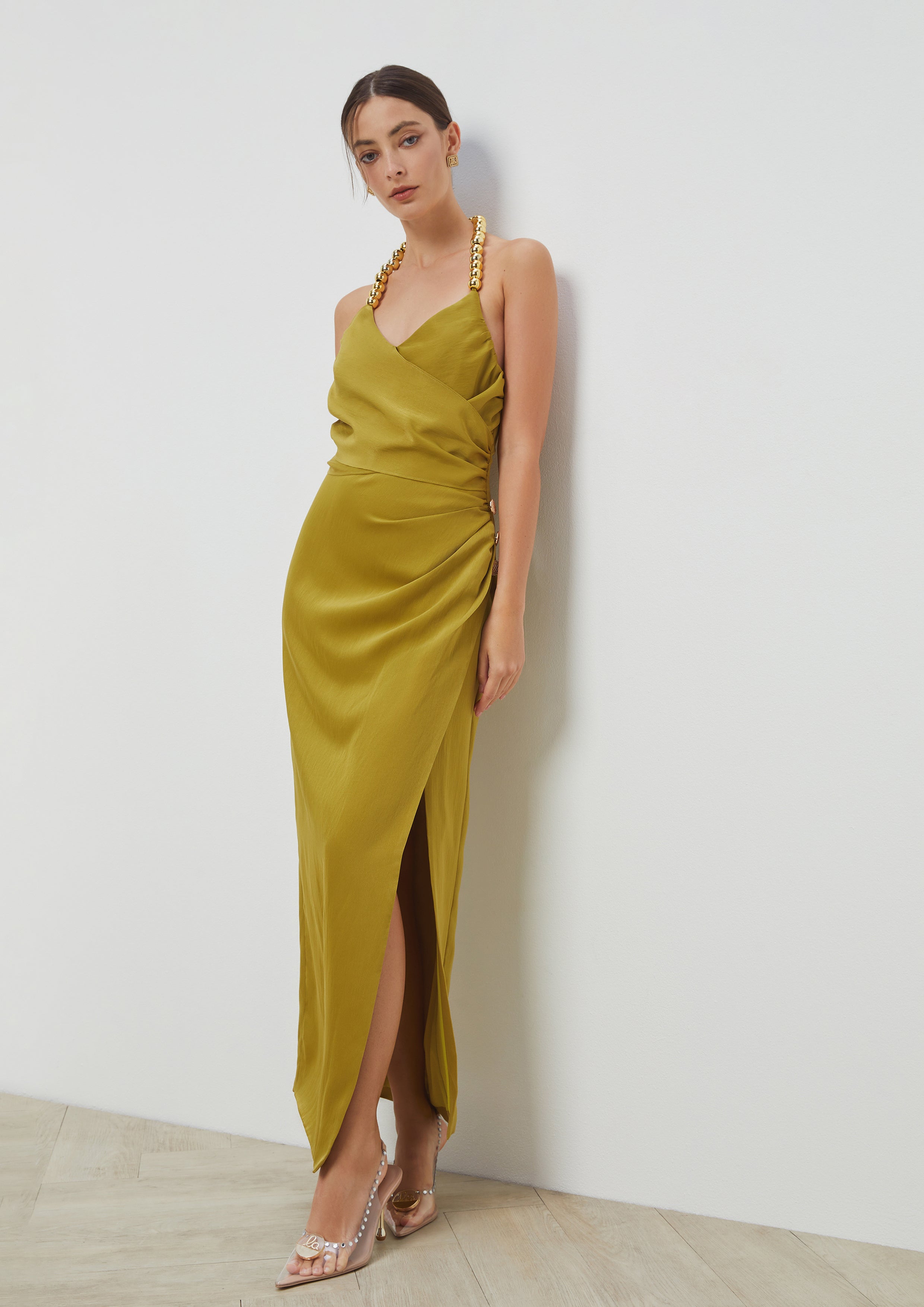 Satin Chain Halter Dress Twilight Odyssey
