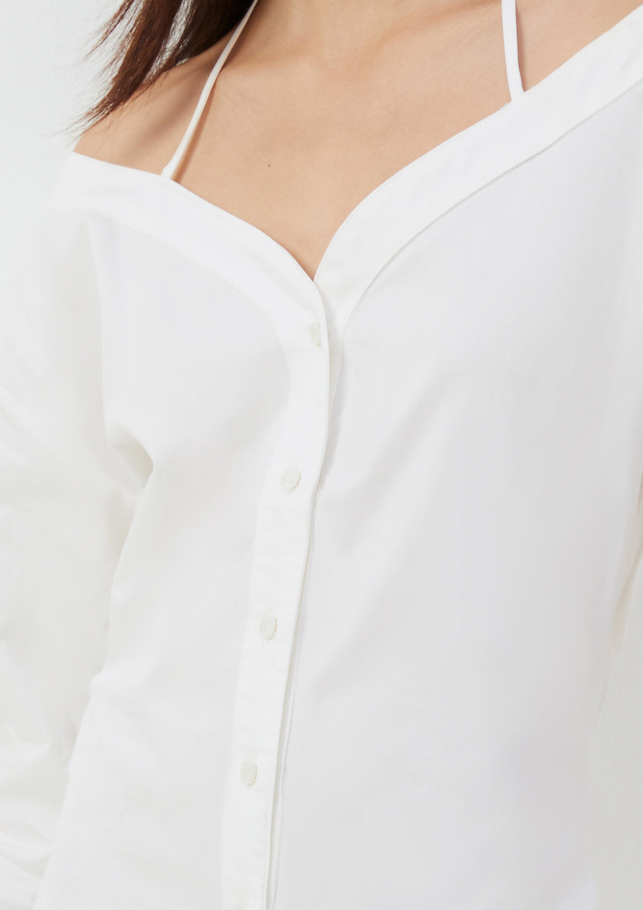Off-Shoulder Shirt Dress with Halter Strap Roar of Serengeti