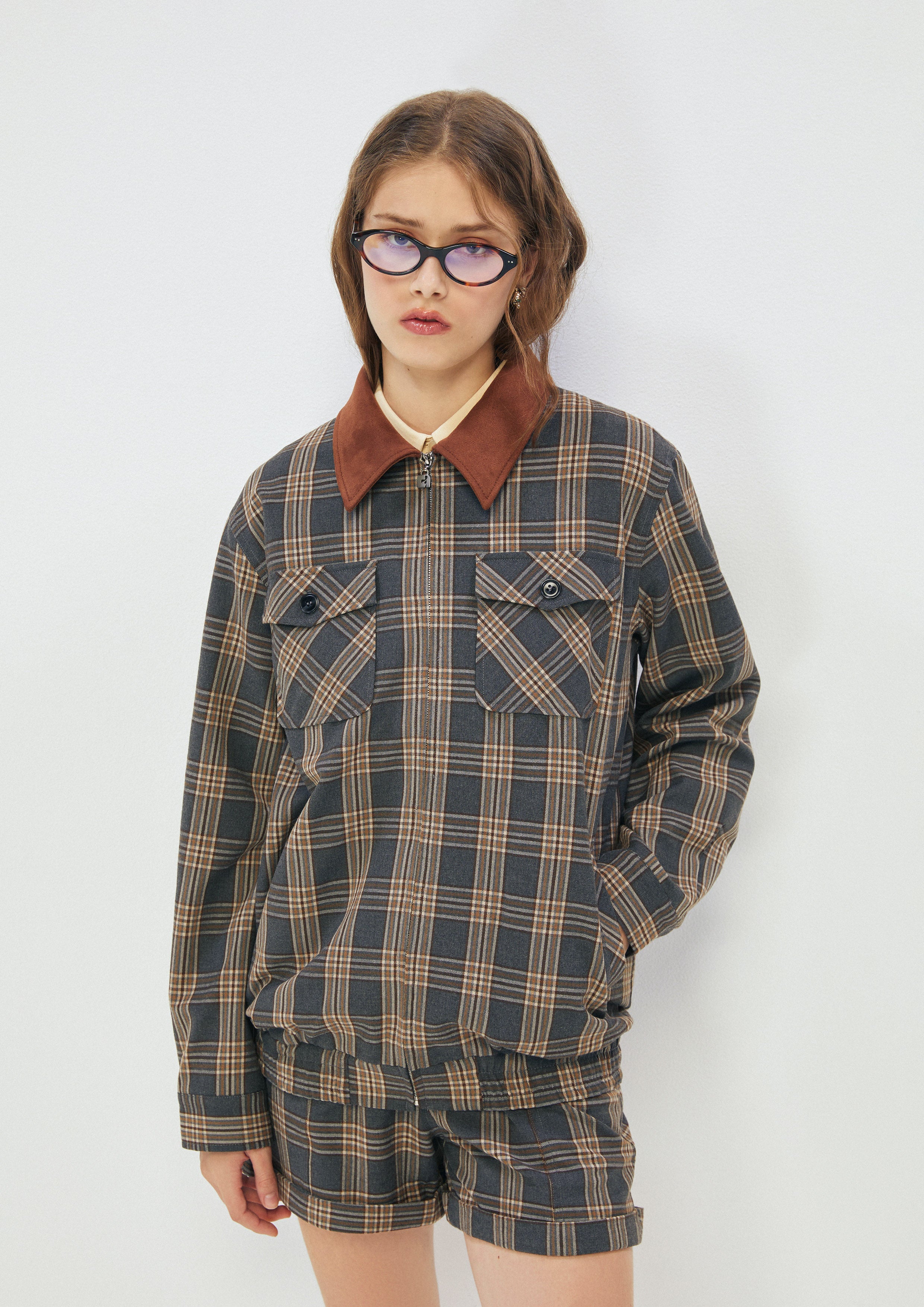 Checked Long Sleeve Jacket Safari Vibe