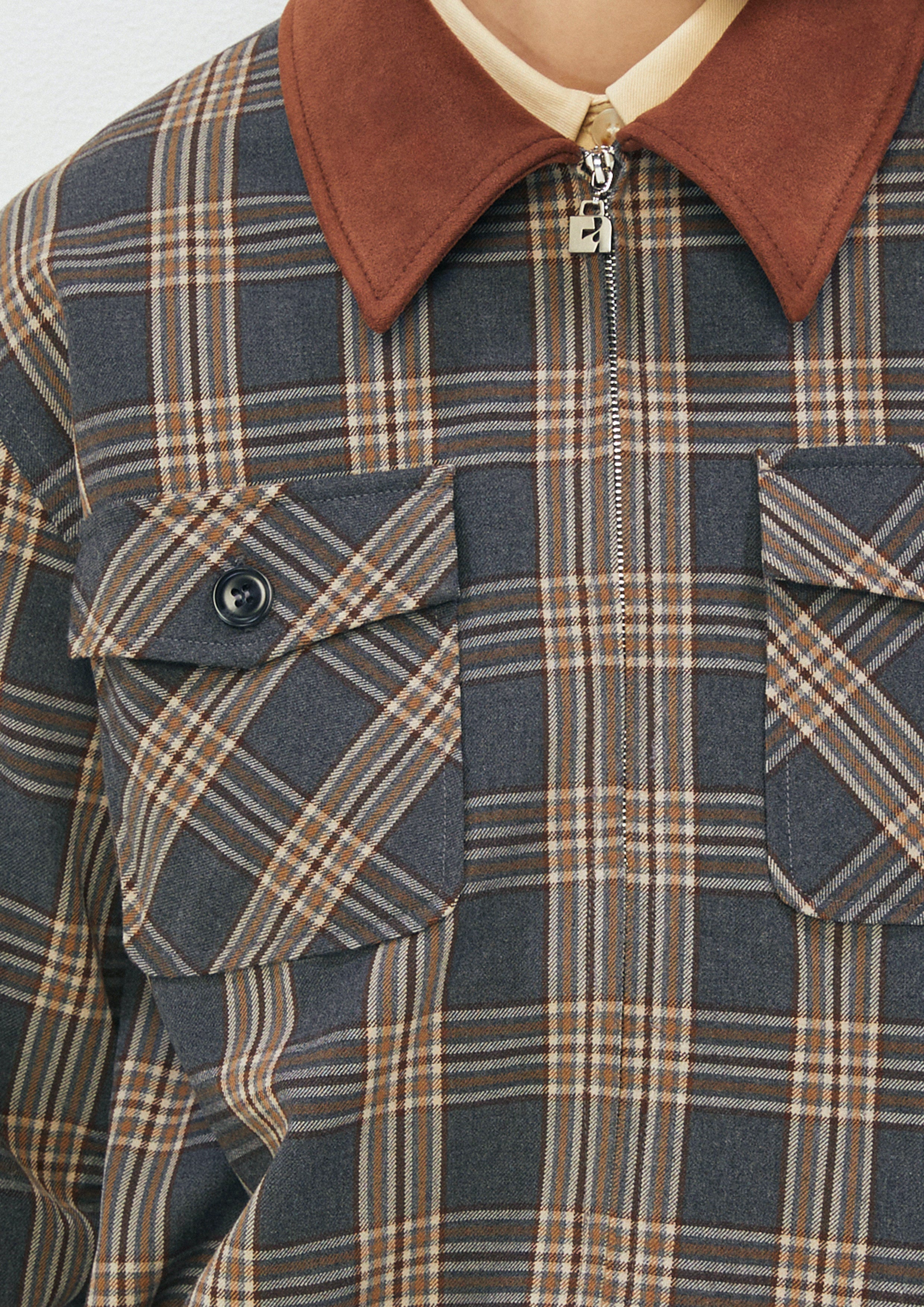Checked Long Sleeve Jacket Safari Vibe