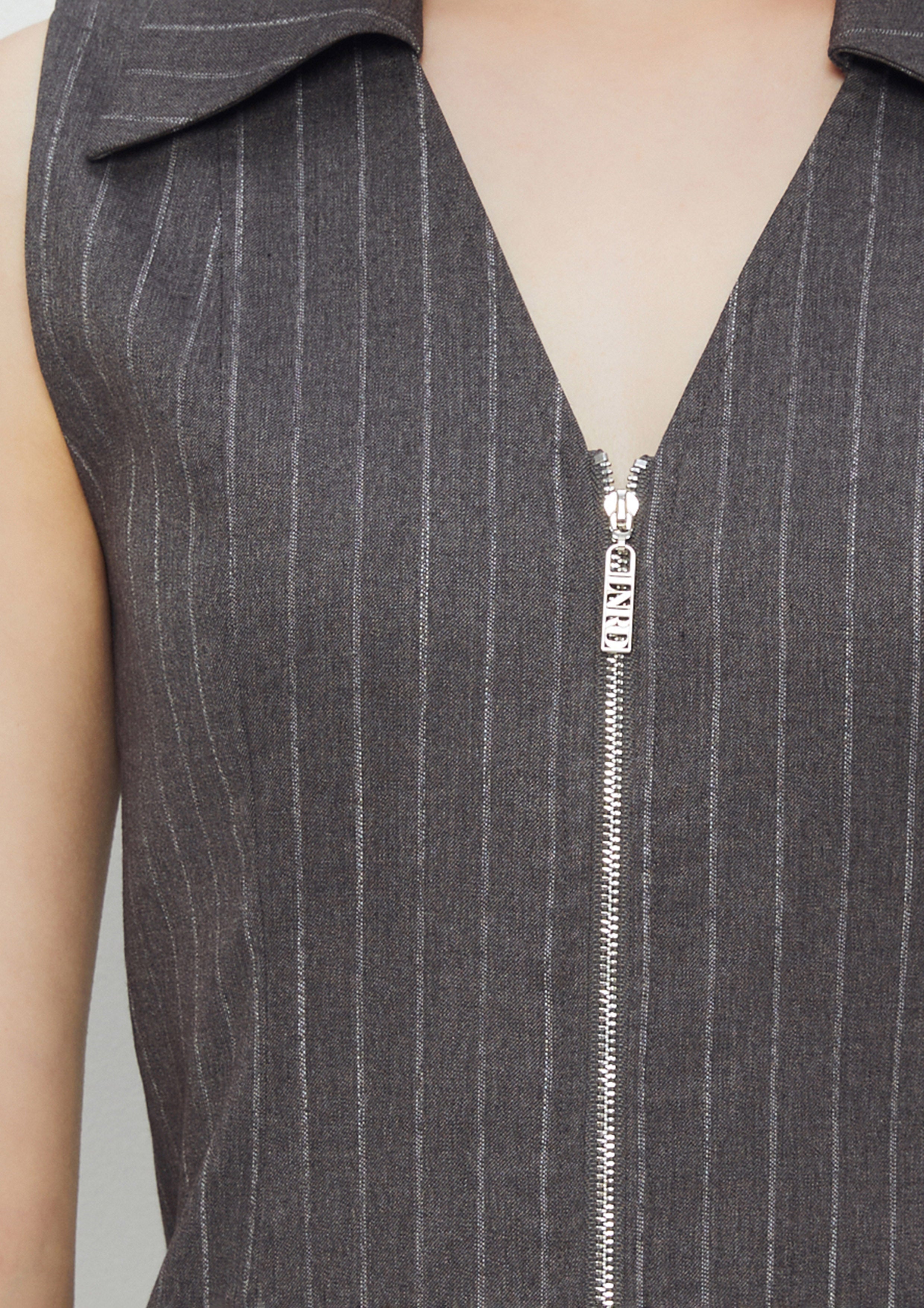 Pinstripe Zip Up Mini Dress Sparkling Stars