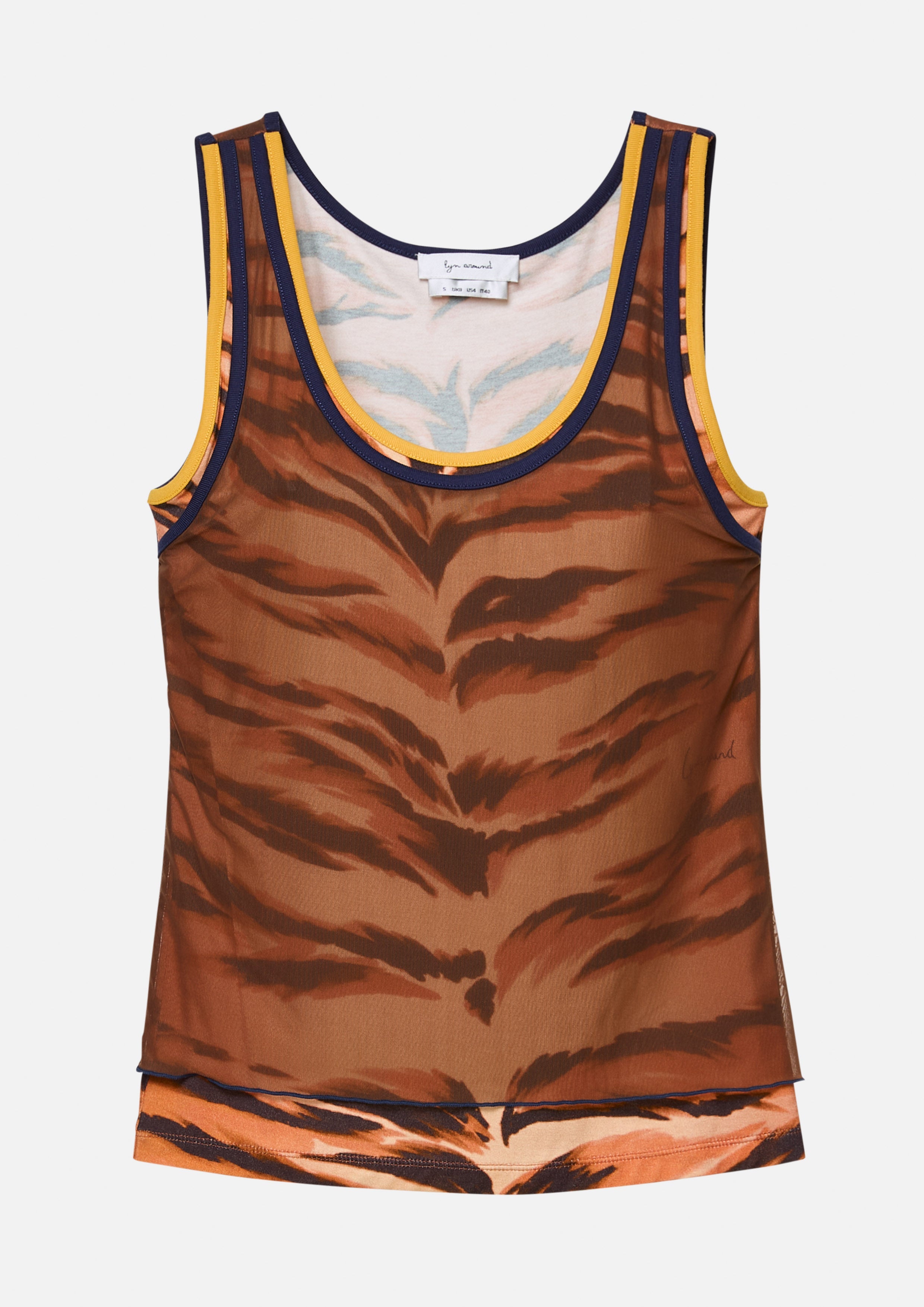 Tiger Print With Sheer Overlay Tank Top King Shere Khan
