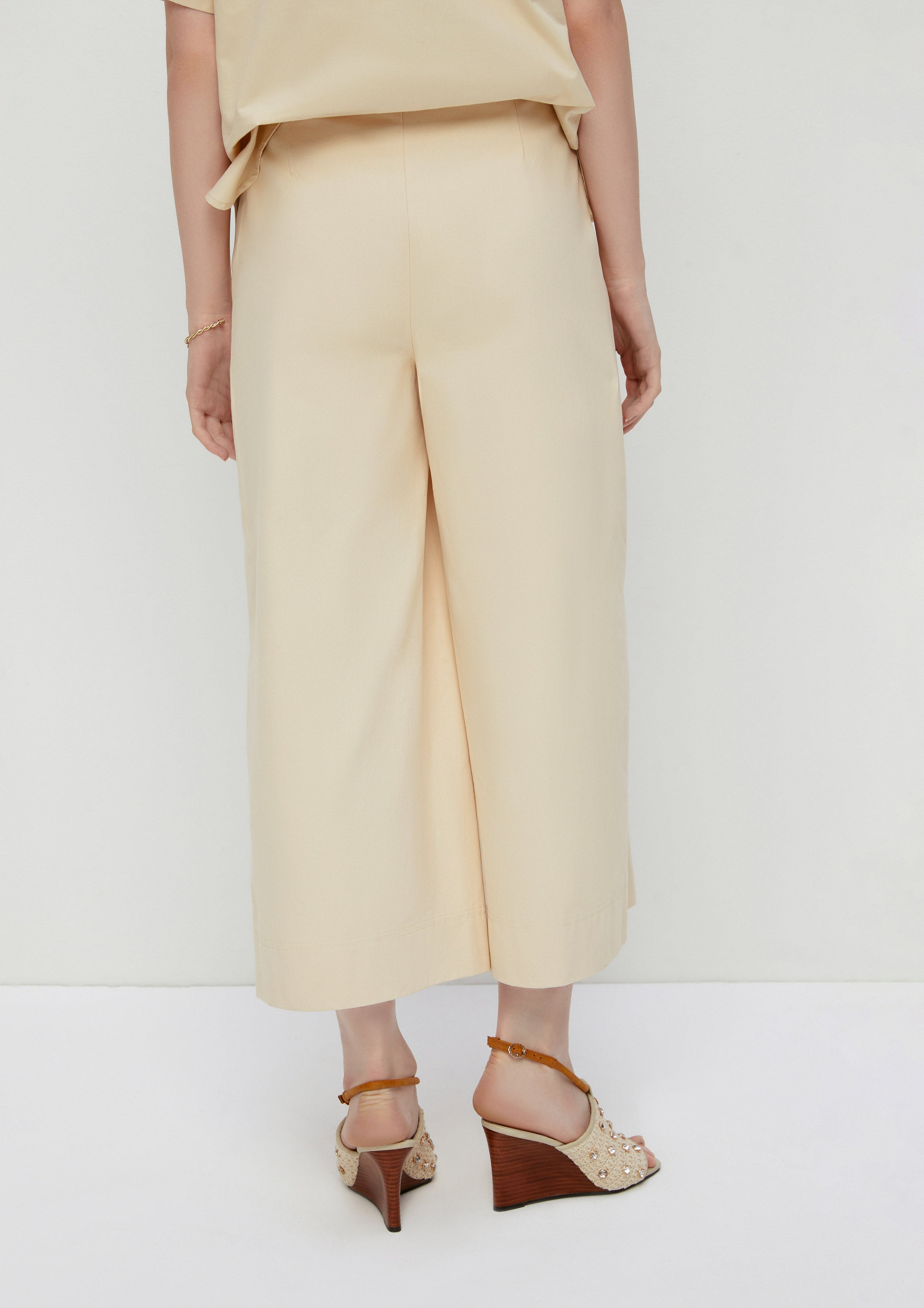 High Waist Wide Leg Pants White Horizon