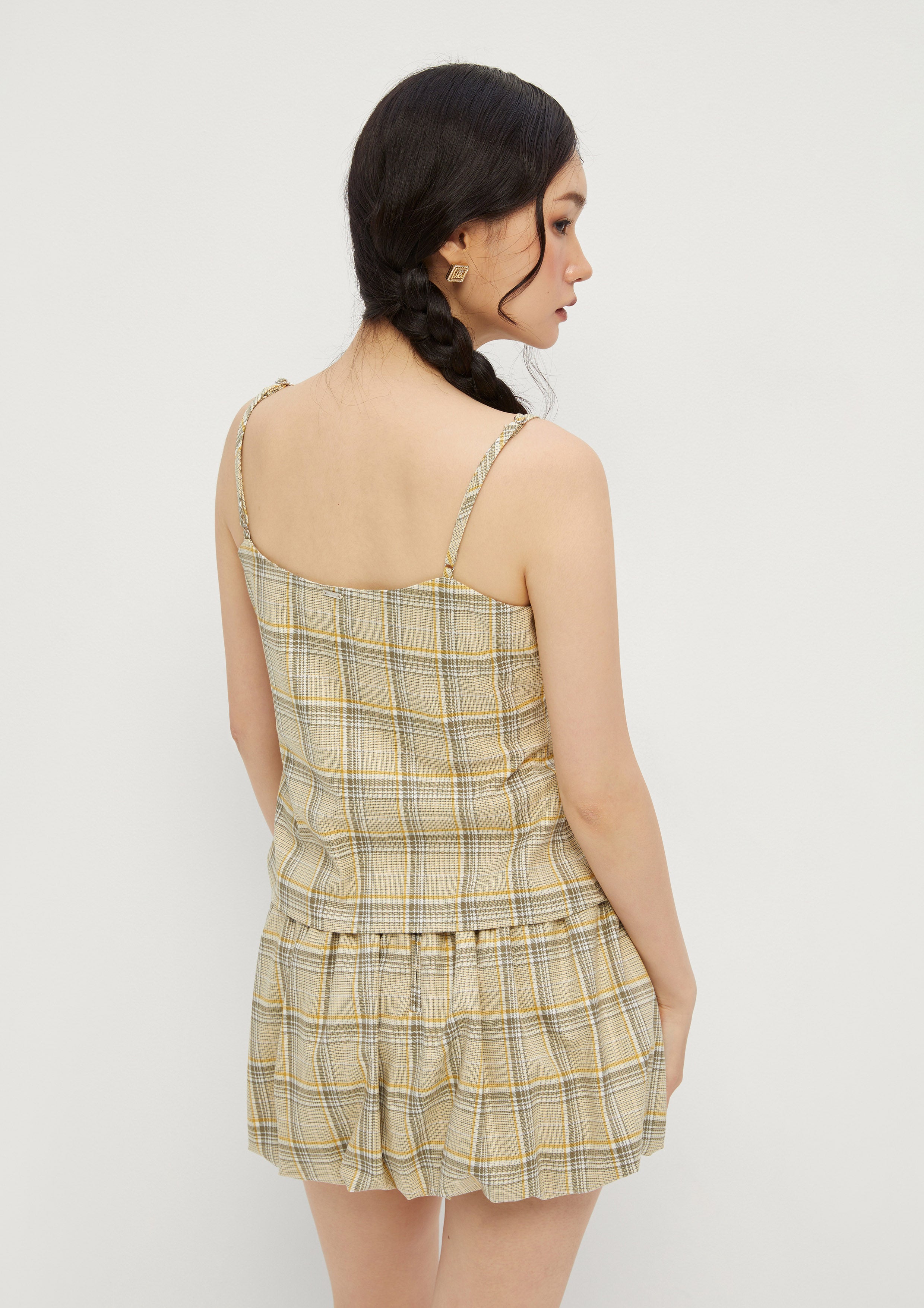 Plaid Spaghetti Strap Top Sparkling Stars