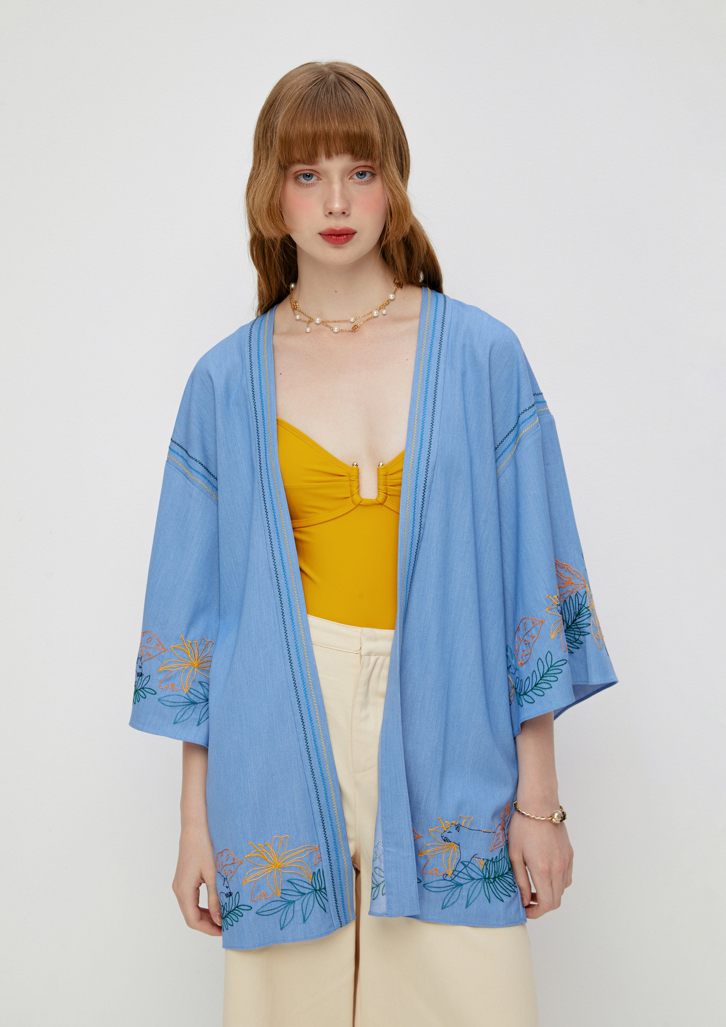Floral Embroidery Robe Enchanted Forest
