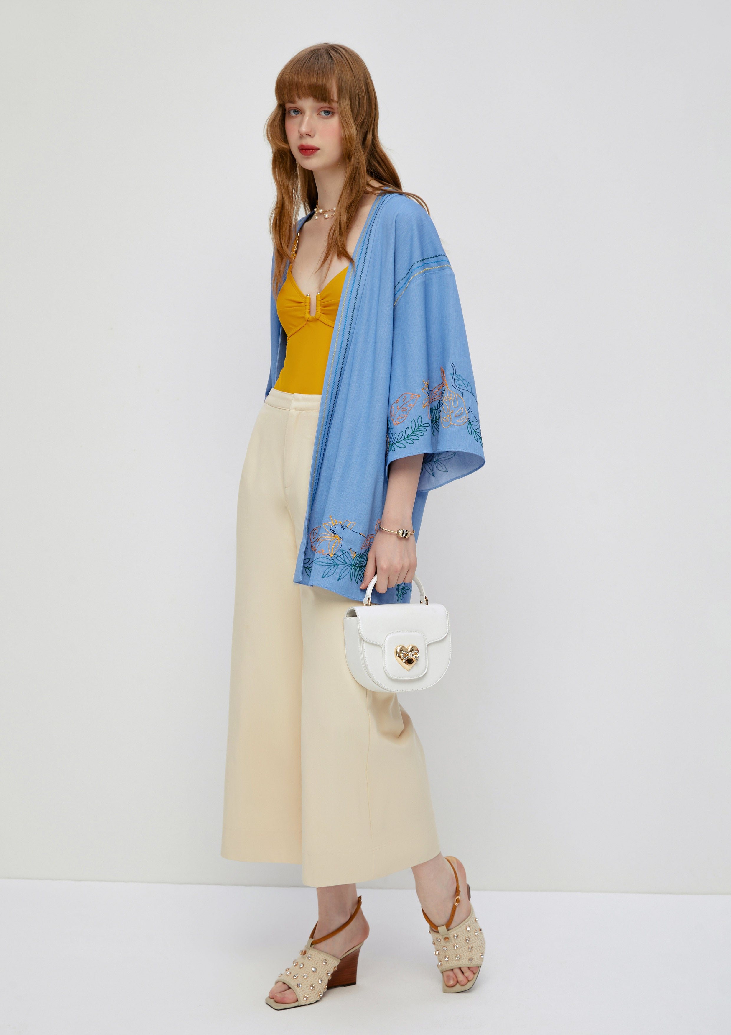 Floral Embroidery Robe Enchanted Forest