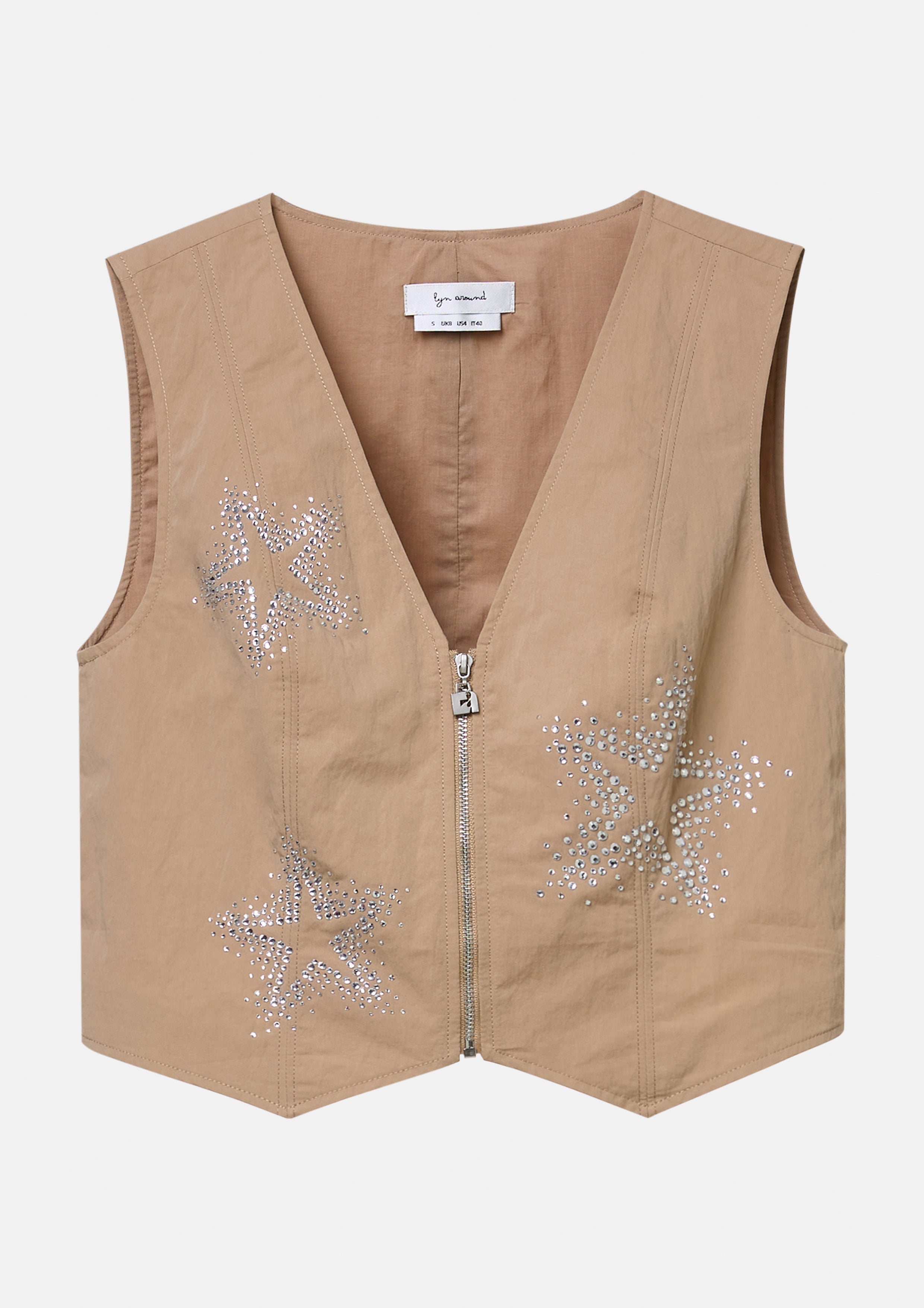 เสื้อกั๊กแขนกุดแต่งคริสตัลลายดาว คอลเลกชัน Sparkling Stars