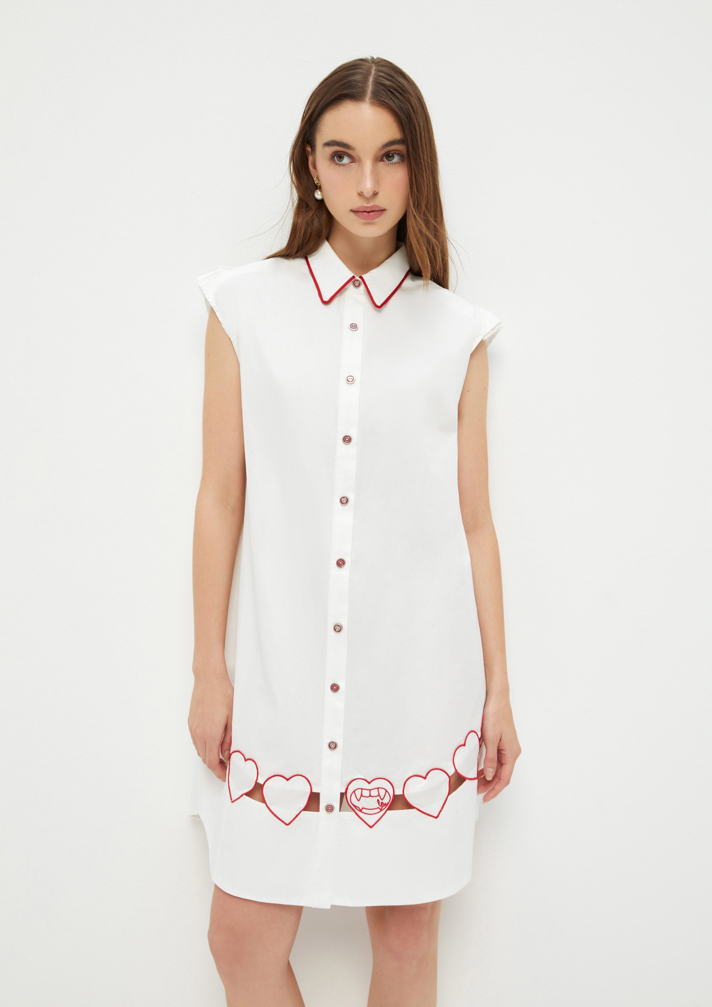 Heart Embroidered Sleeveless Dress Adam's Lust