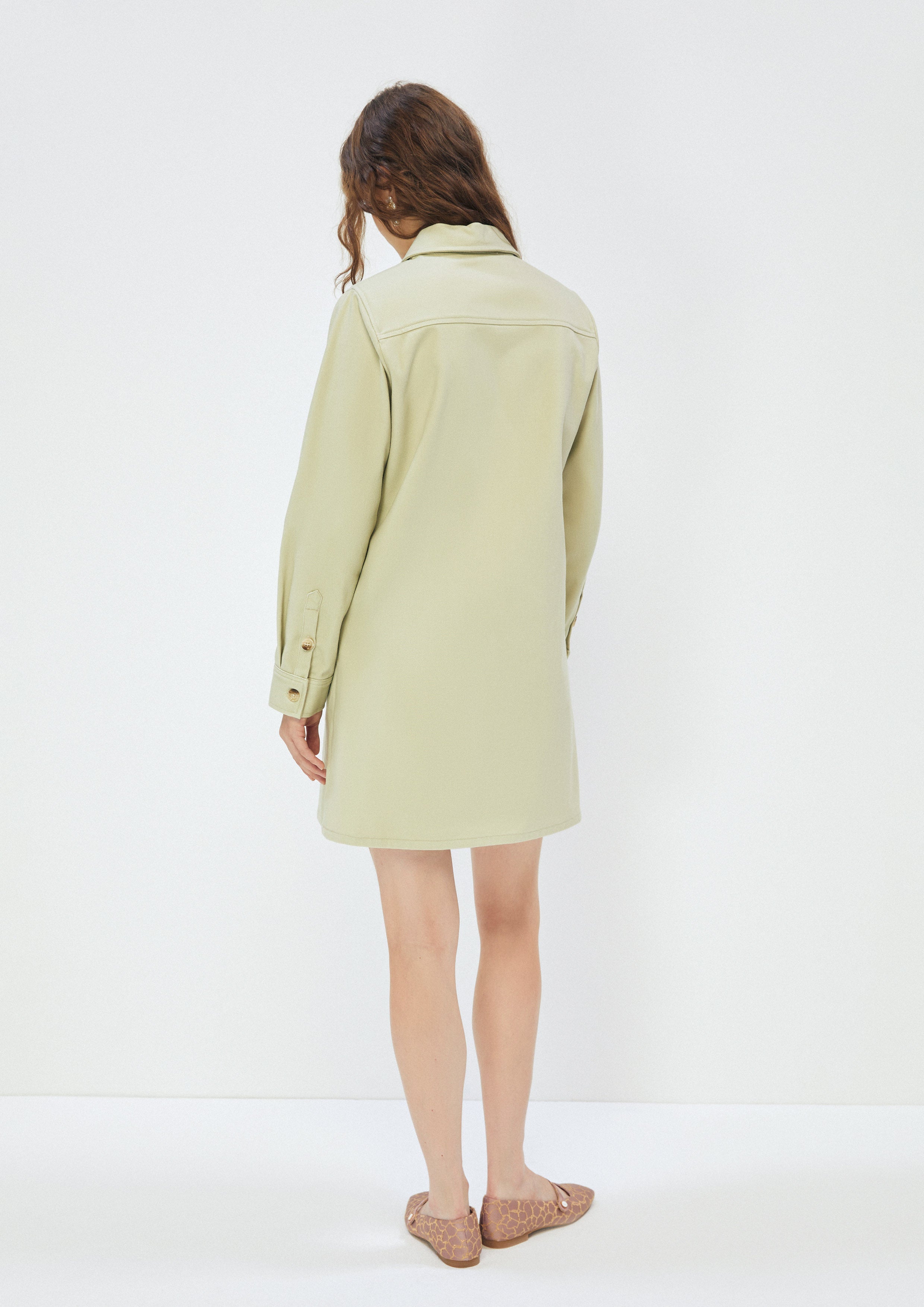 Long Sleeve Polo Dress White Horizon