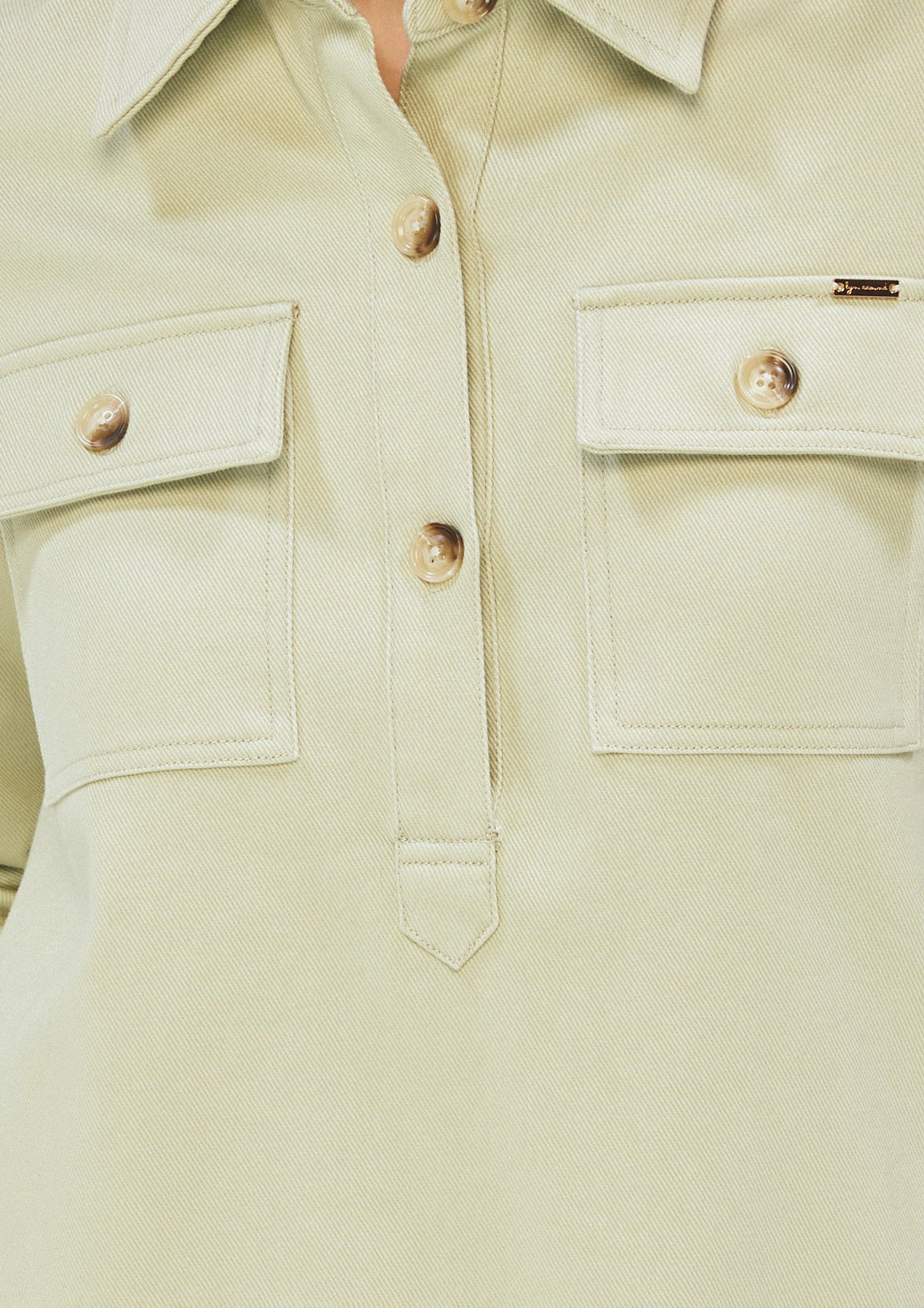 Long Sleeve Polo Dress White Horizon