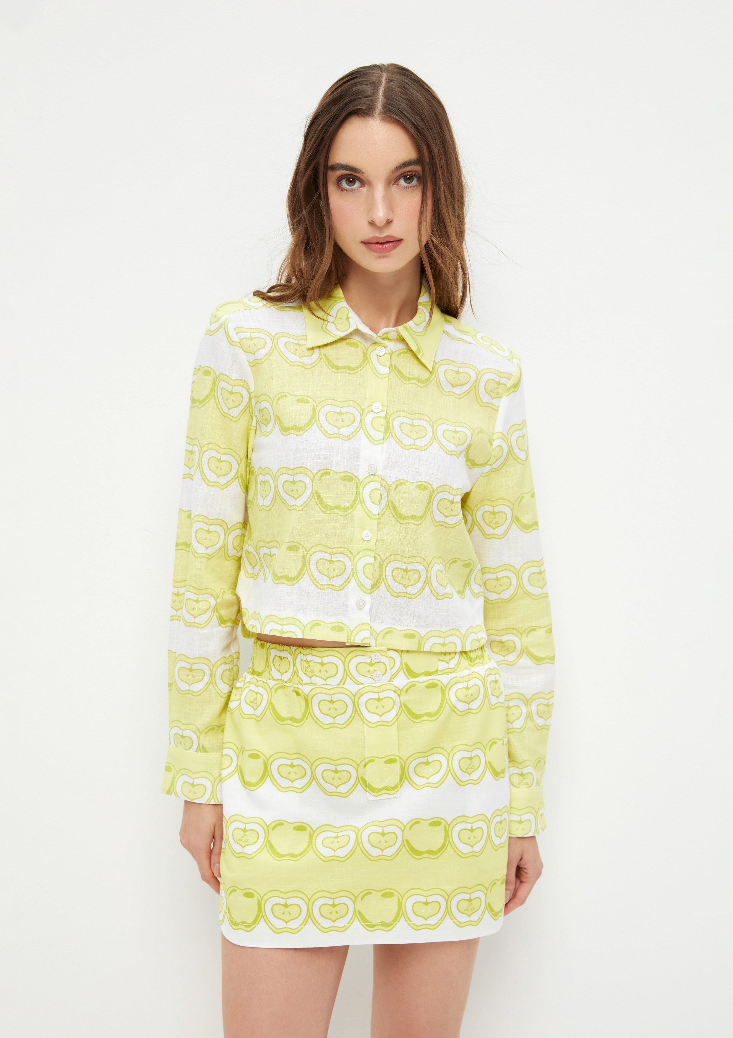 Apple Print Crop Shirt Savor The Crisp
