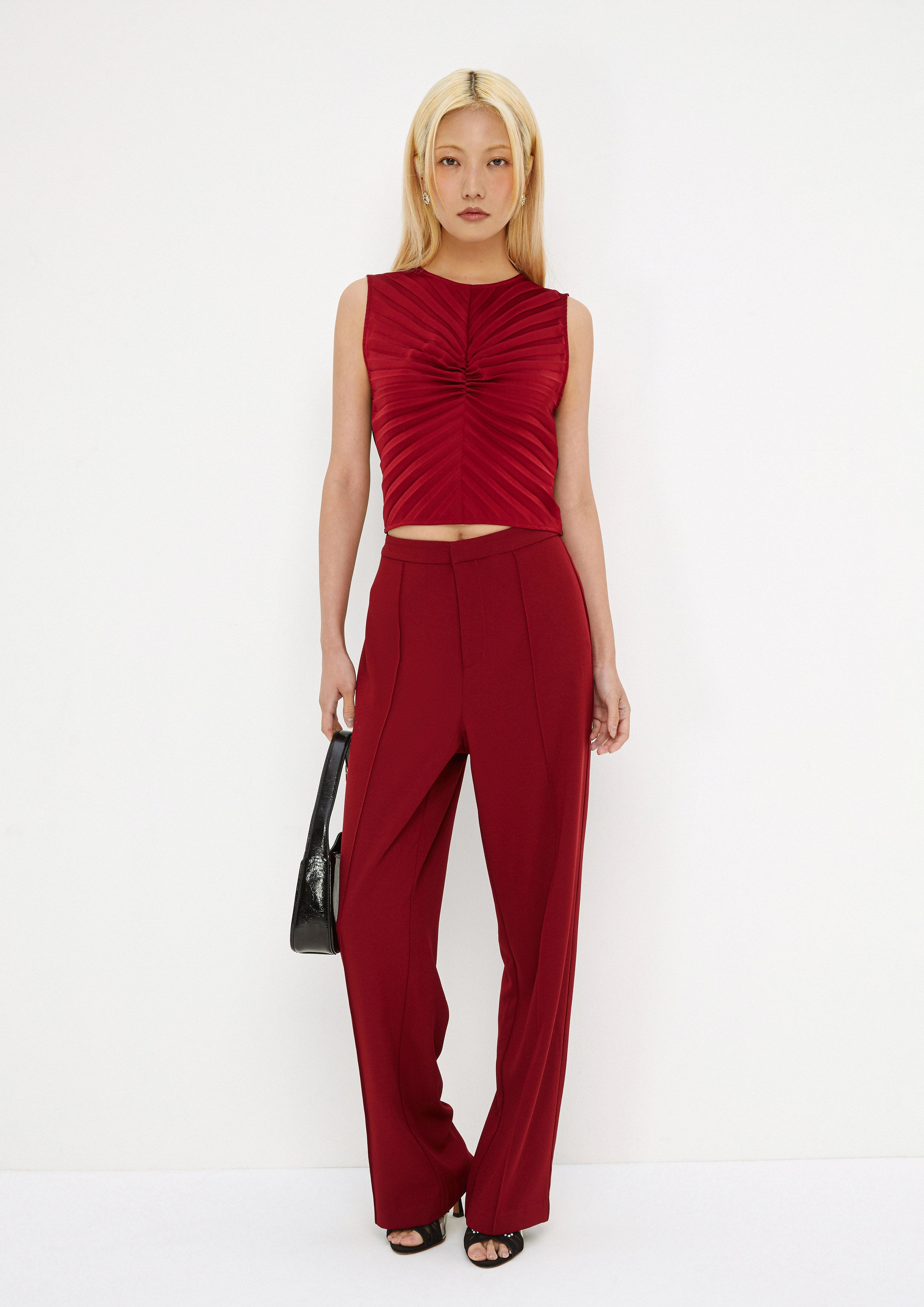 Pleated Crop Top Drowning In Love