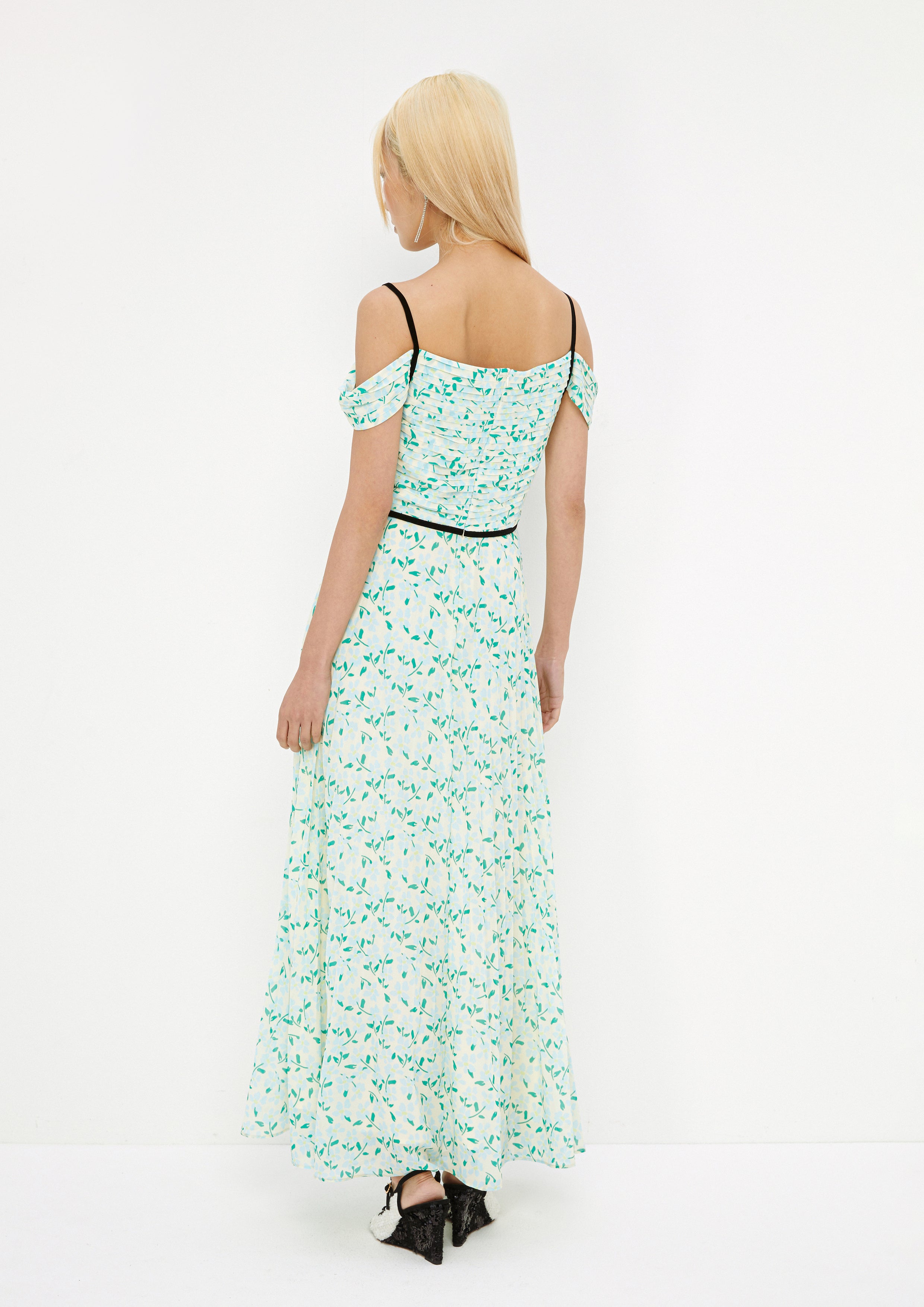 Floral Print Off-Shoulder Dress Amid Bloom and Savannah