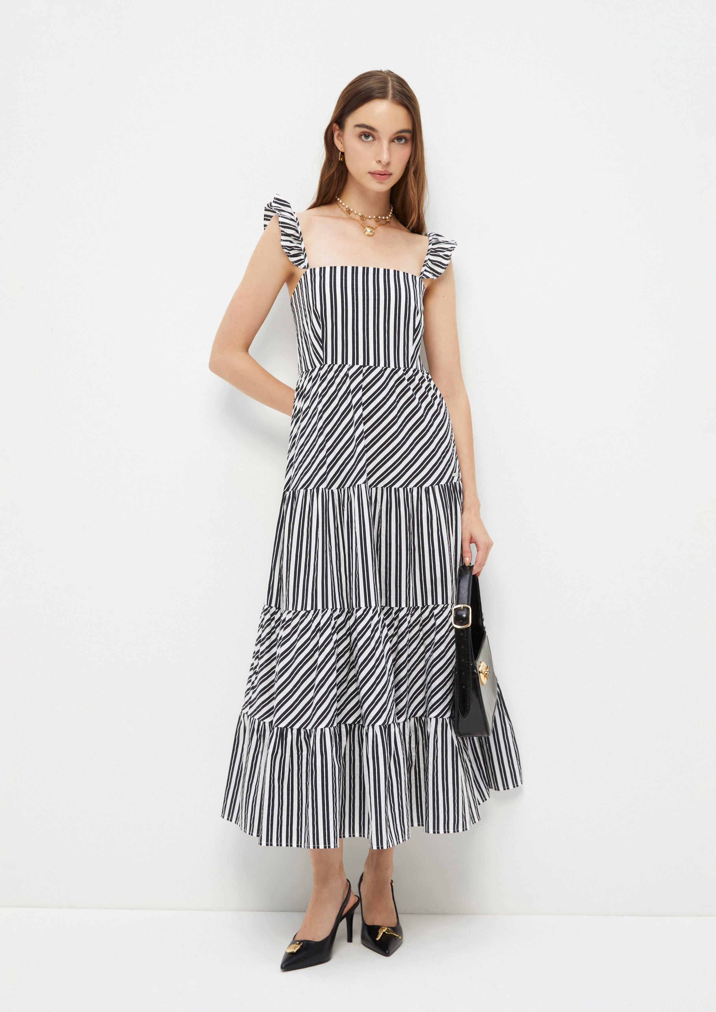 Frill Strap Stripe Dress Adam's Lust