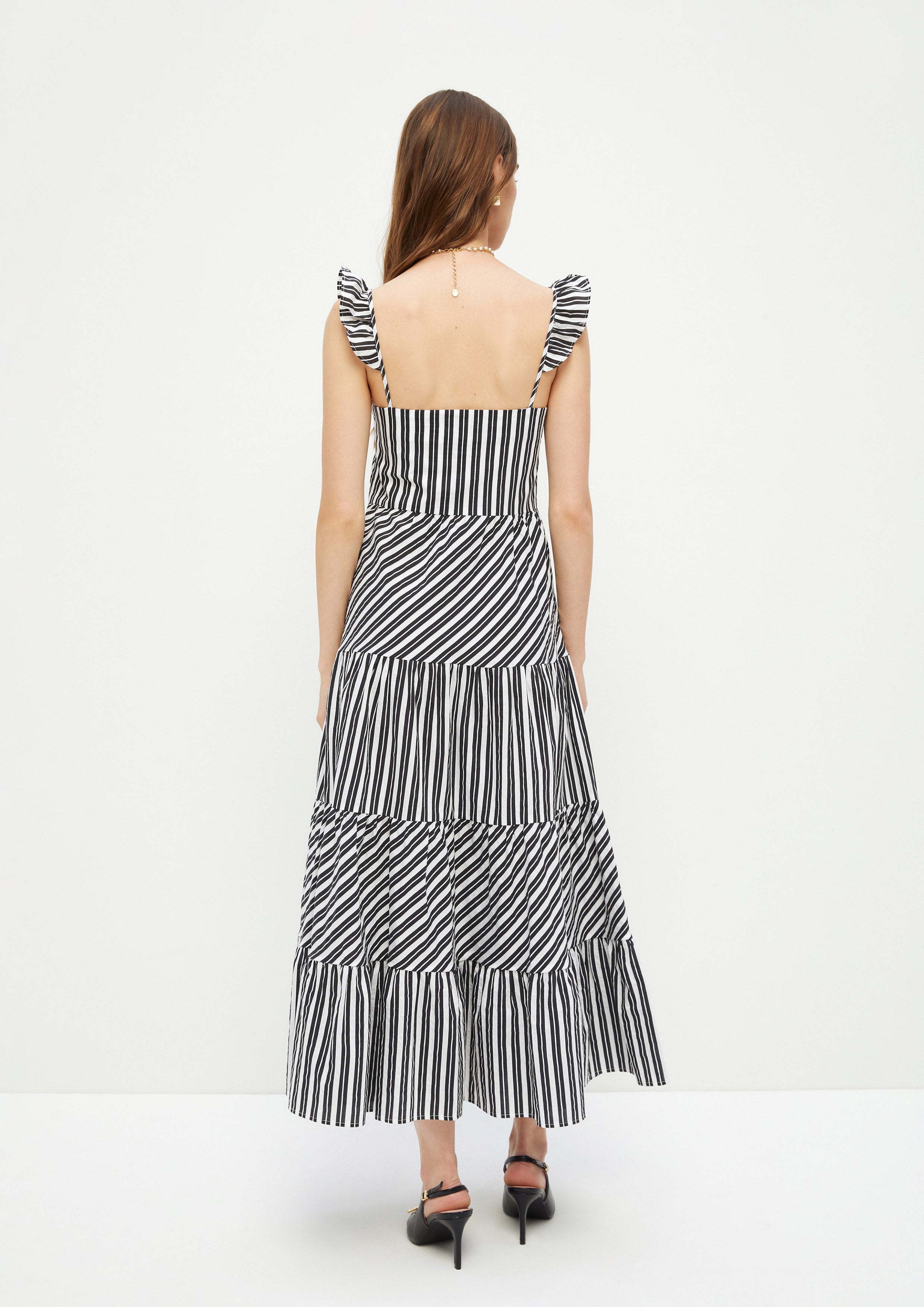 Frill Strap Stripe Dress Adam's Lust