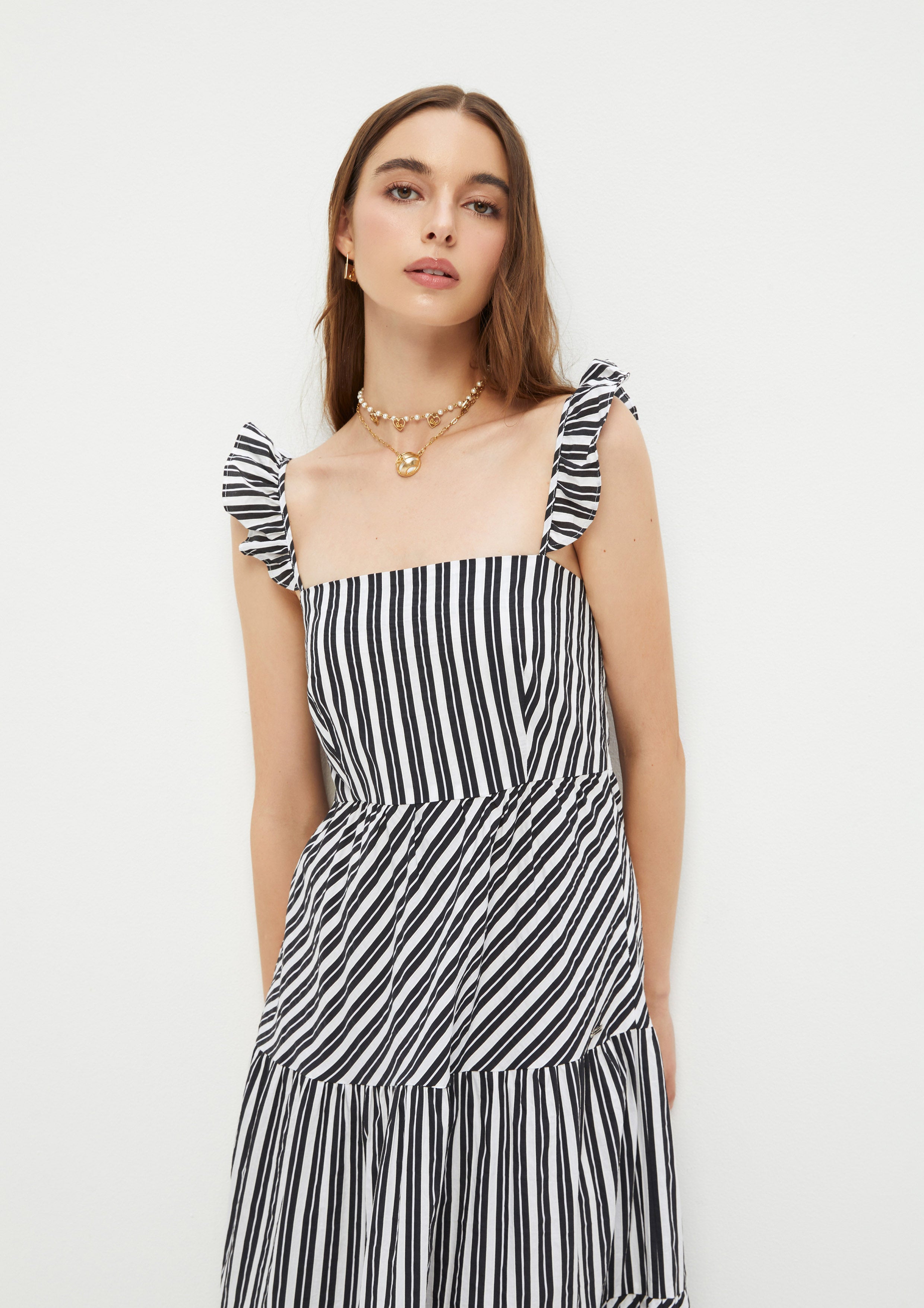 Frill Strap Stripe Dress Adam's Lust