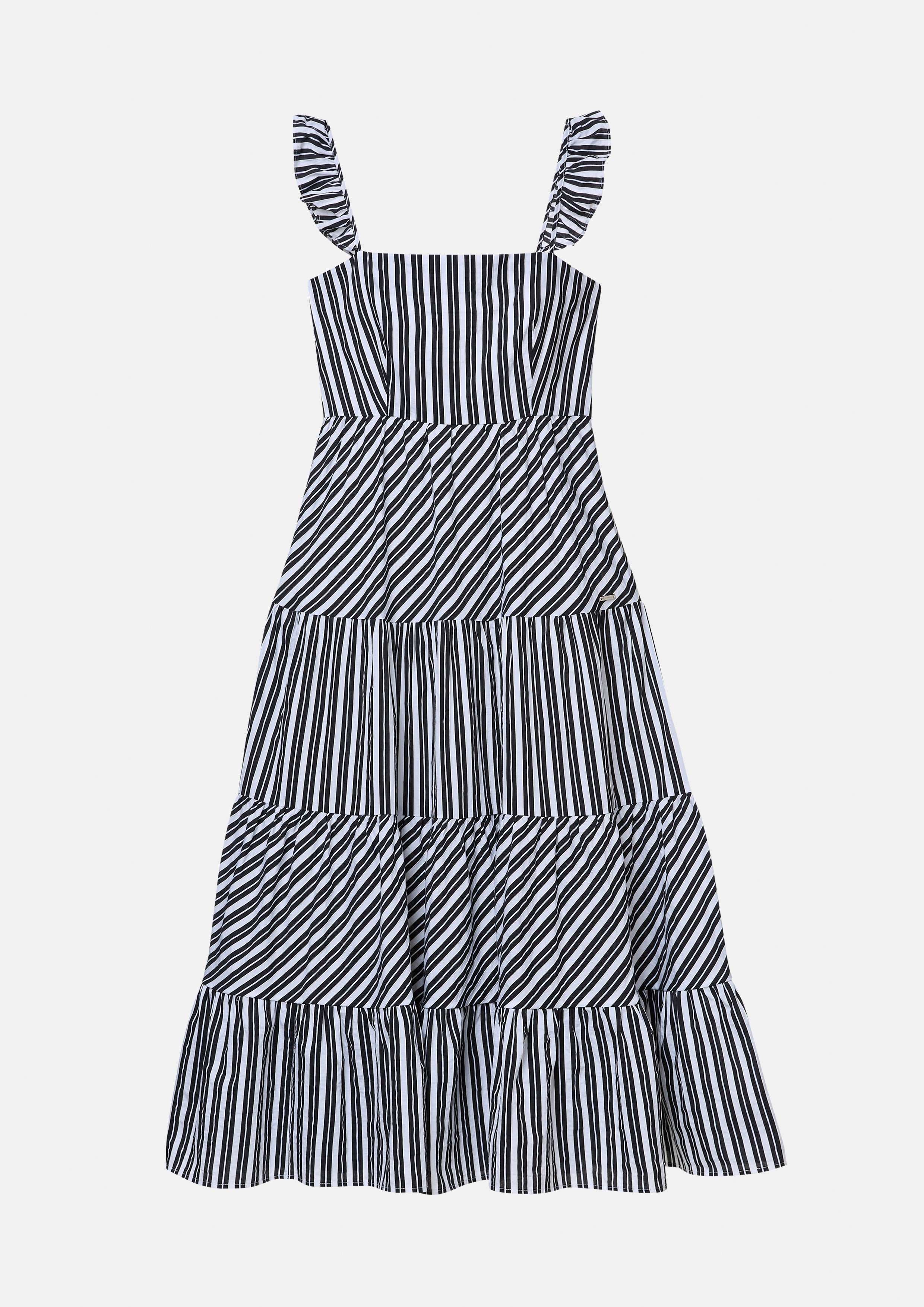 Frill Strap Stripe Dress Adam's Lust