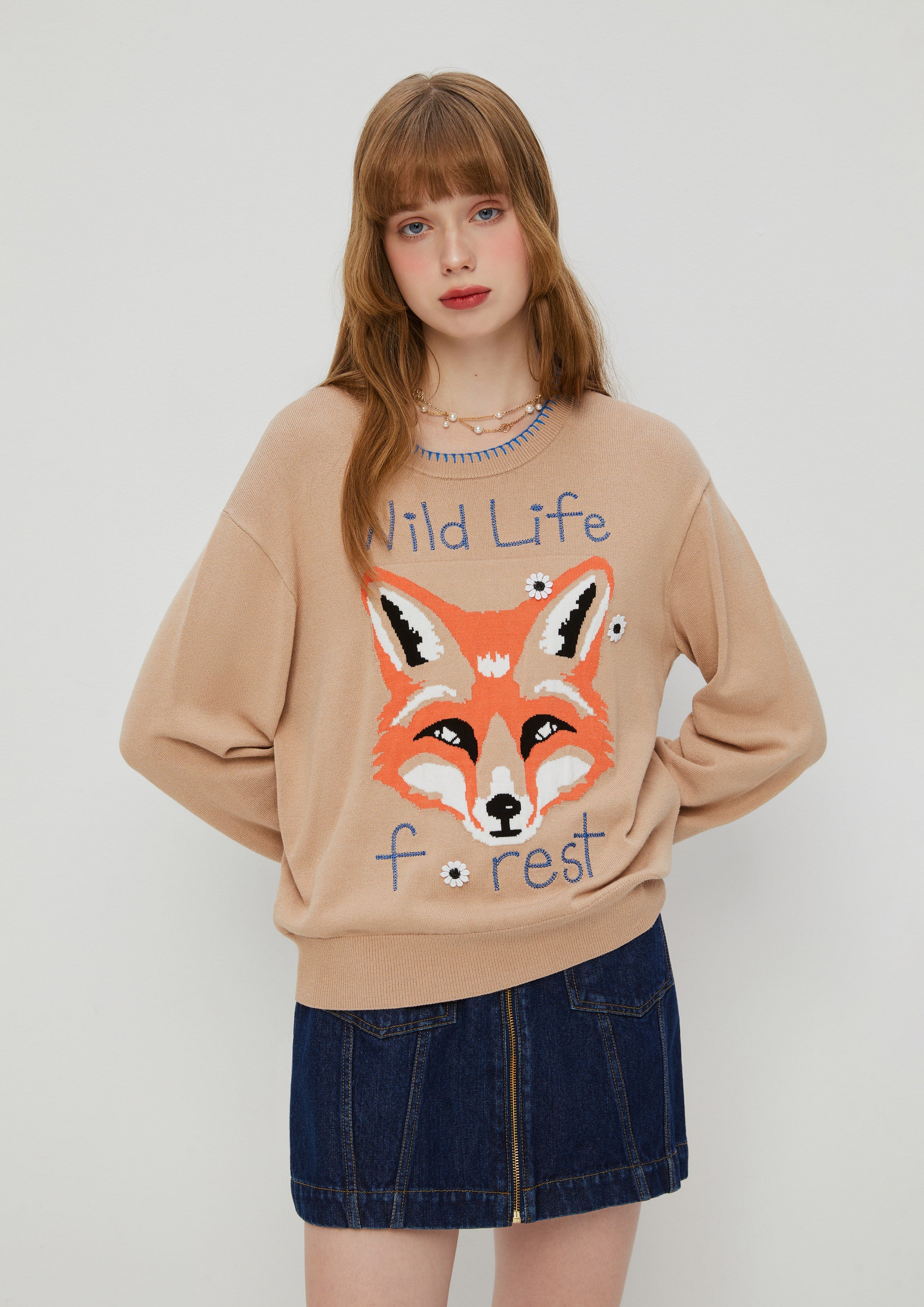 Fox Embroidery Pullover King Shere Khan