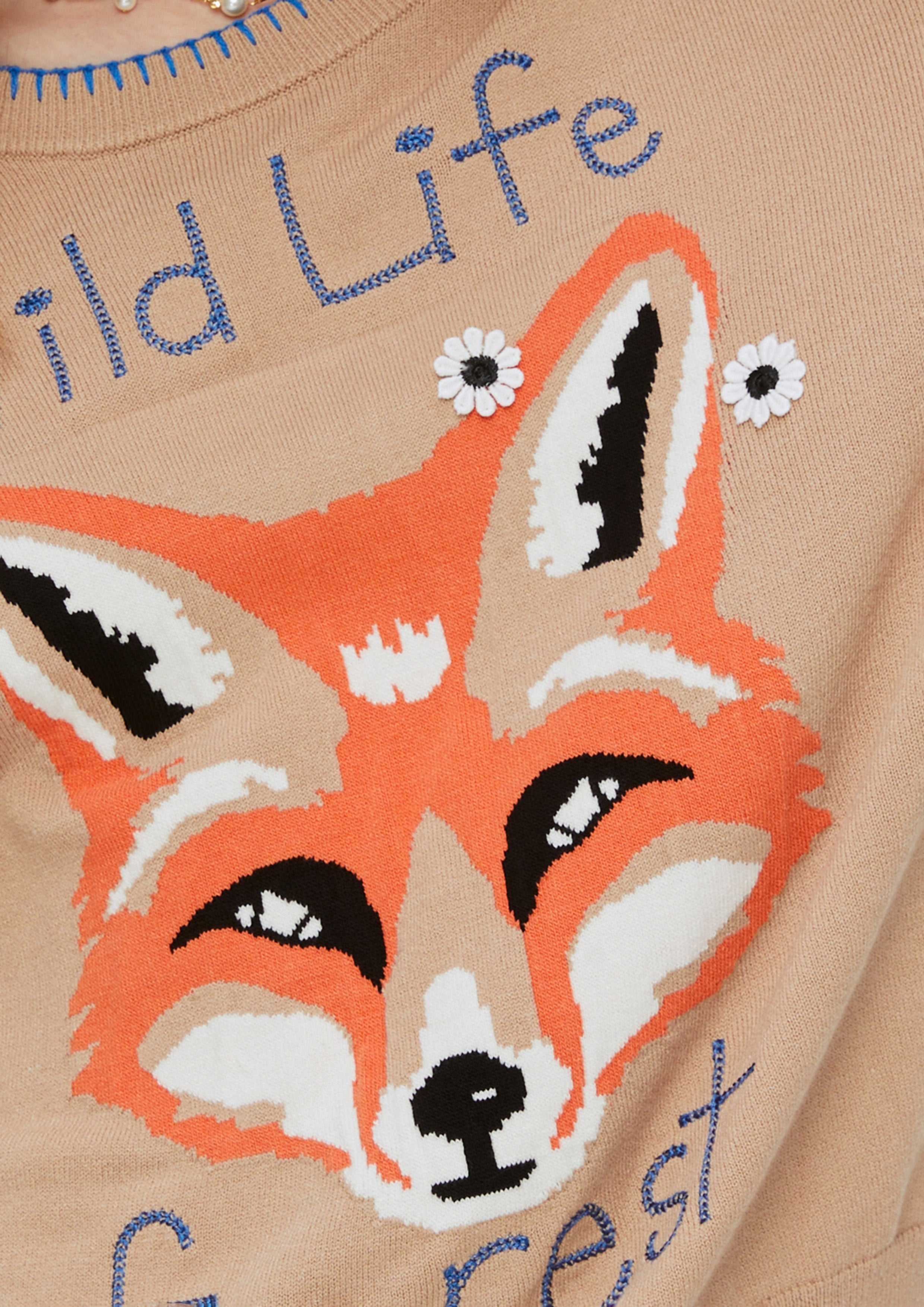 Fox Embroidery Pullover King Shere Khan