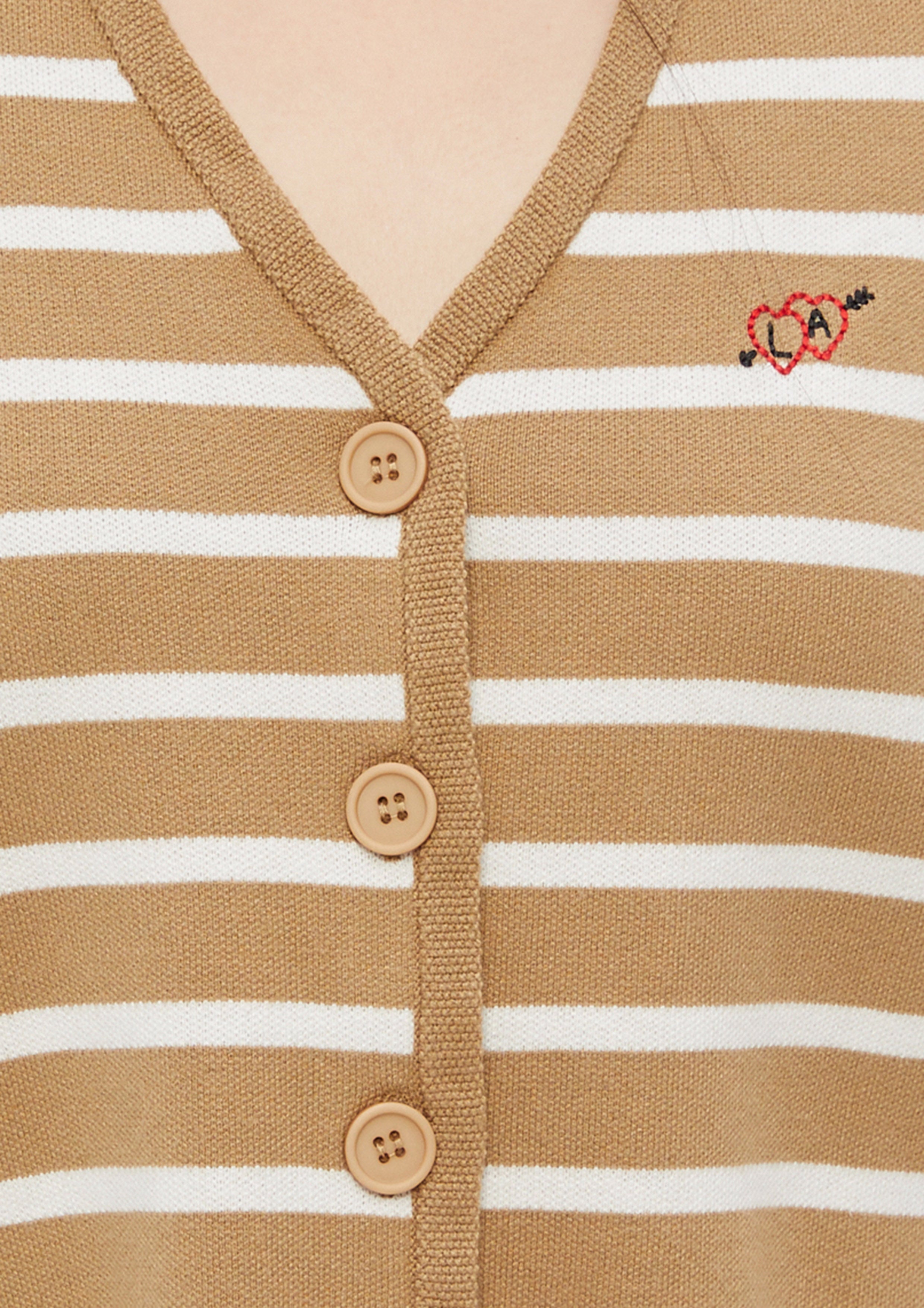 เสื้อกันหนาวแขนกุดลายทางปักโลโก้ คอลเลกชัน Don't Call It Cute