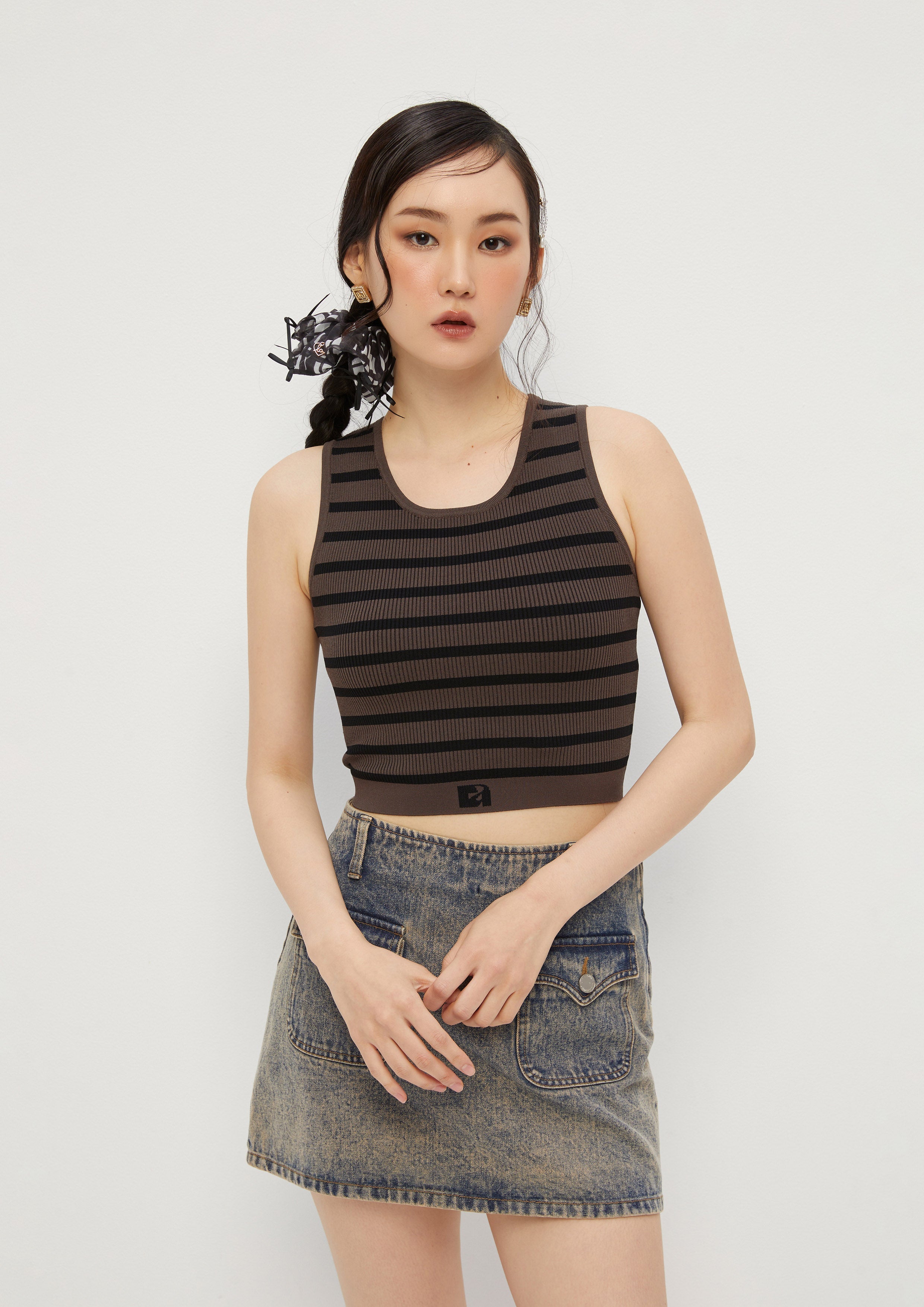 Knitted Stripe Sleeveless Top Don't Call It Cute