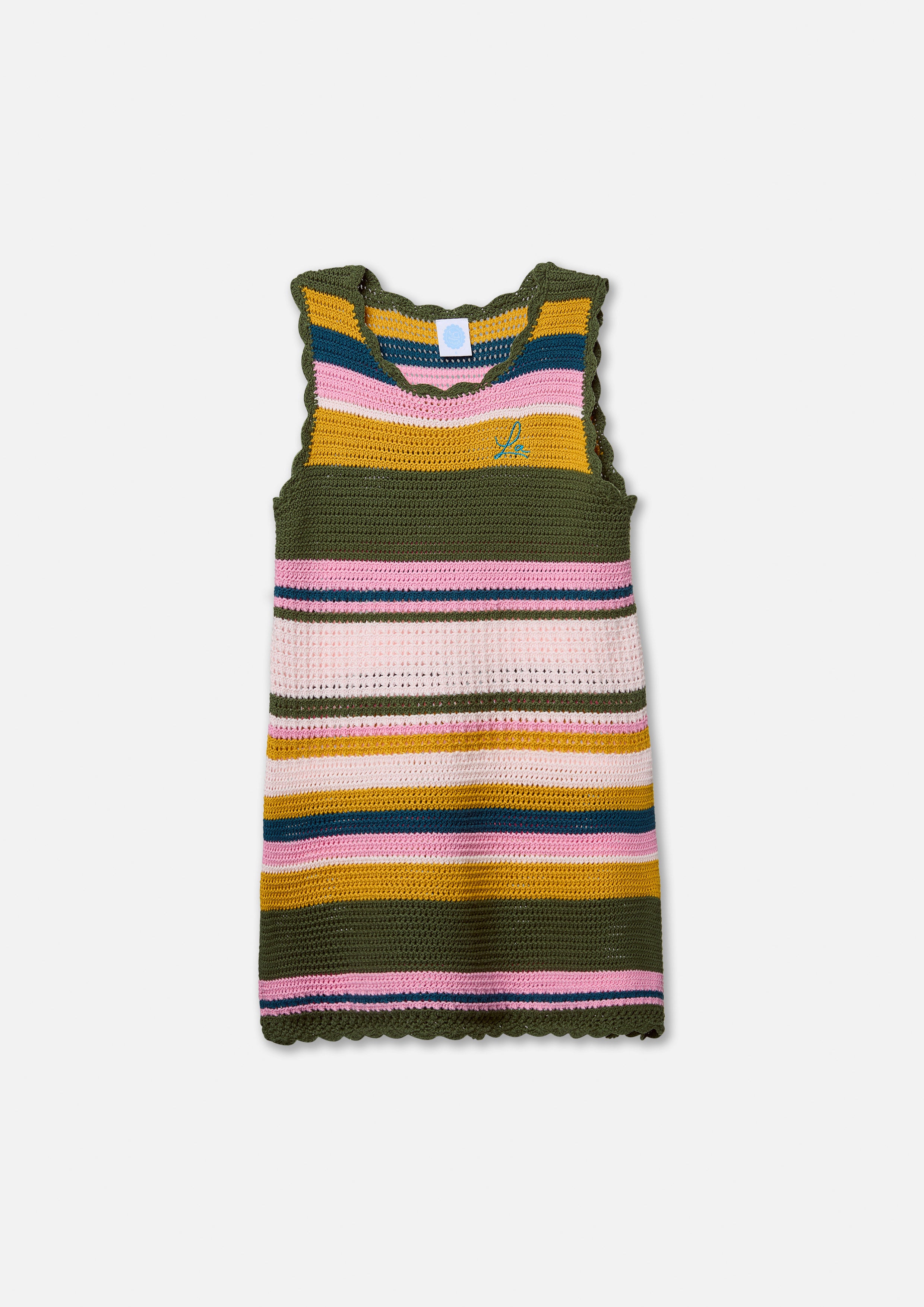 Multicolour Stripe Crochet Dress for Girls Ember Mirage