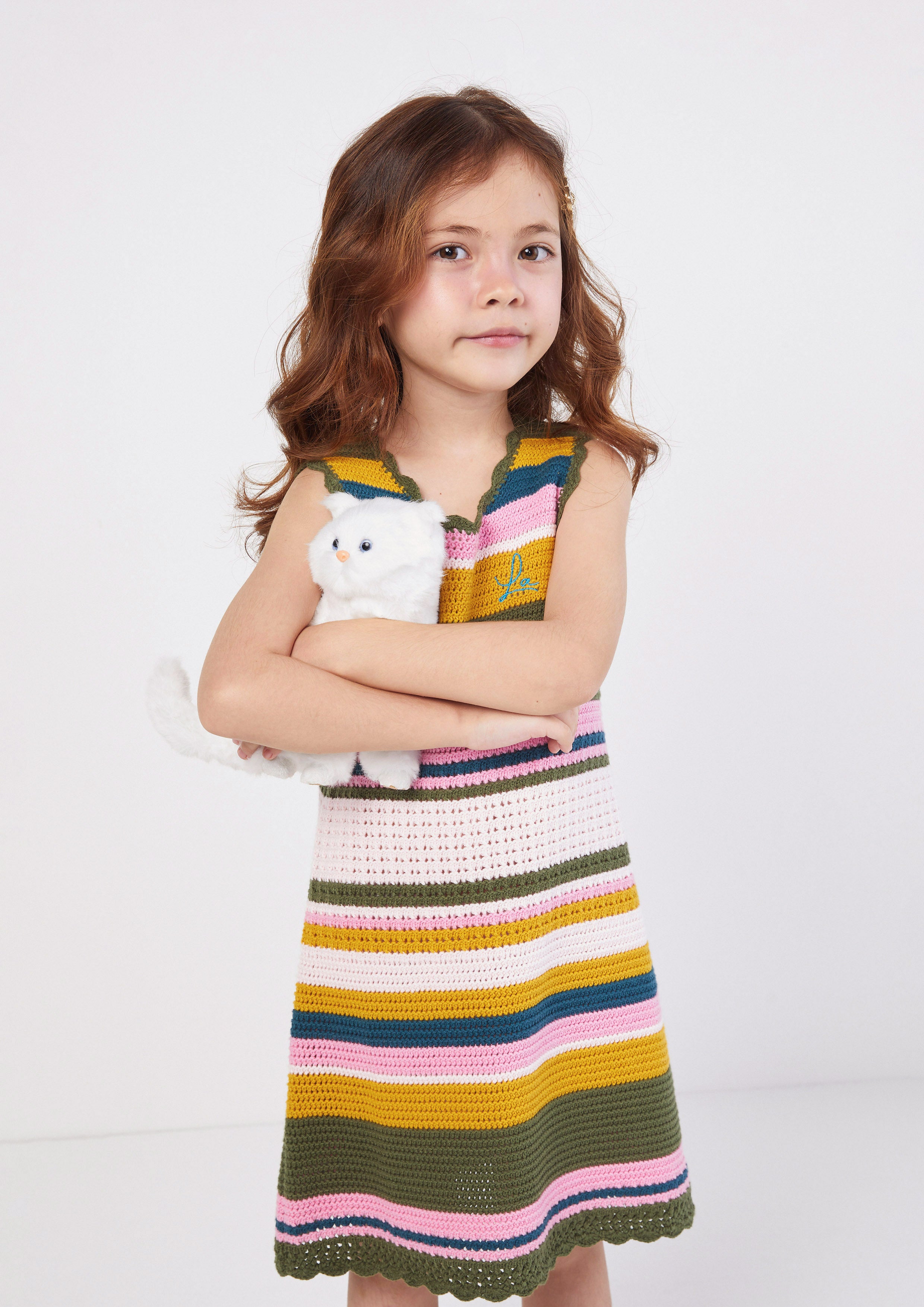Multicolour Stripe Crochet Dress for Girls Ember Mirage