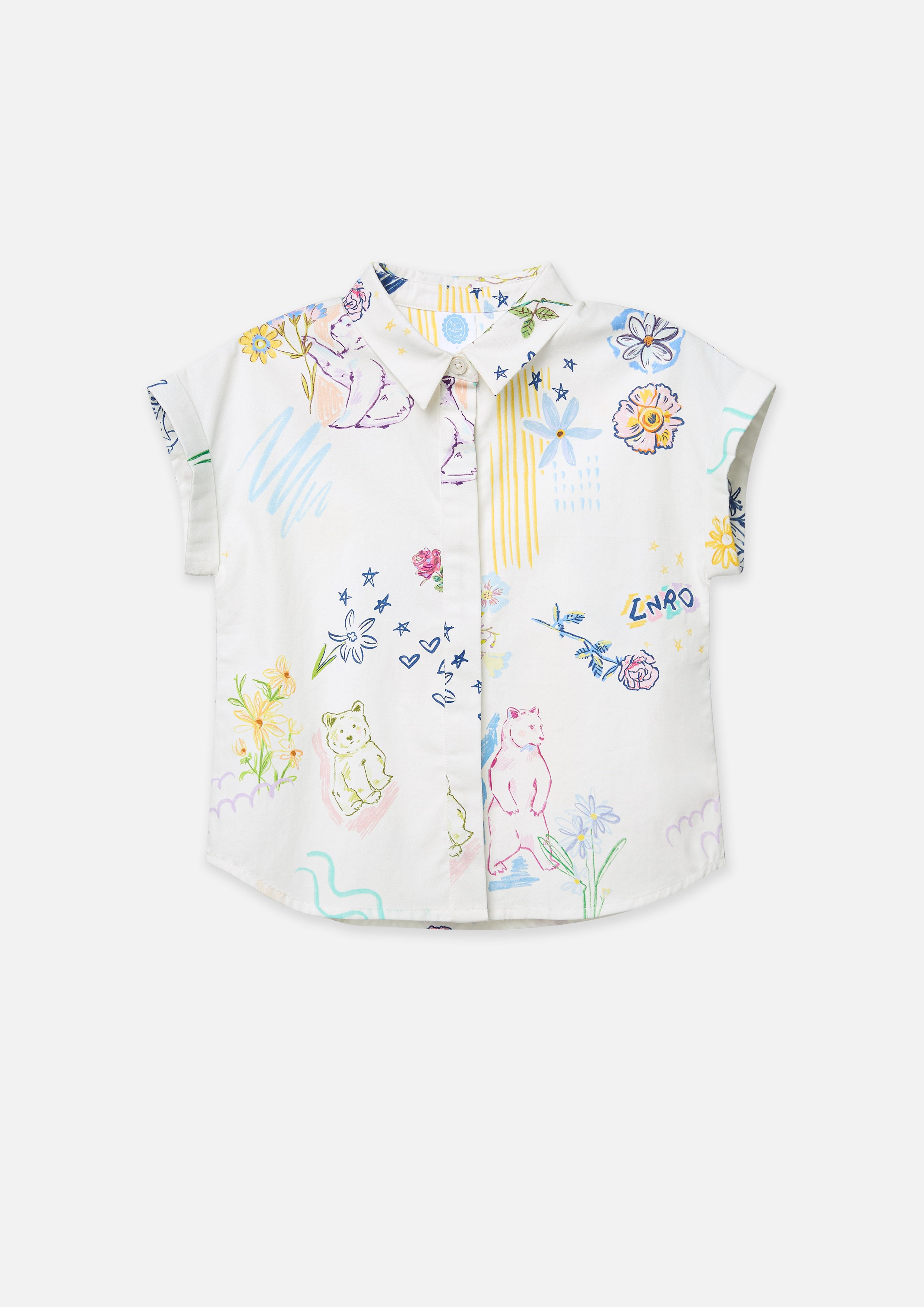 Playful Sketch Print Short Sleeve Shirt for Girls The Wild Spirit