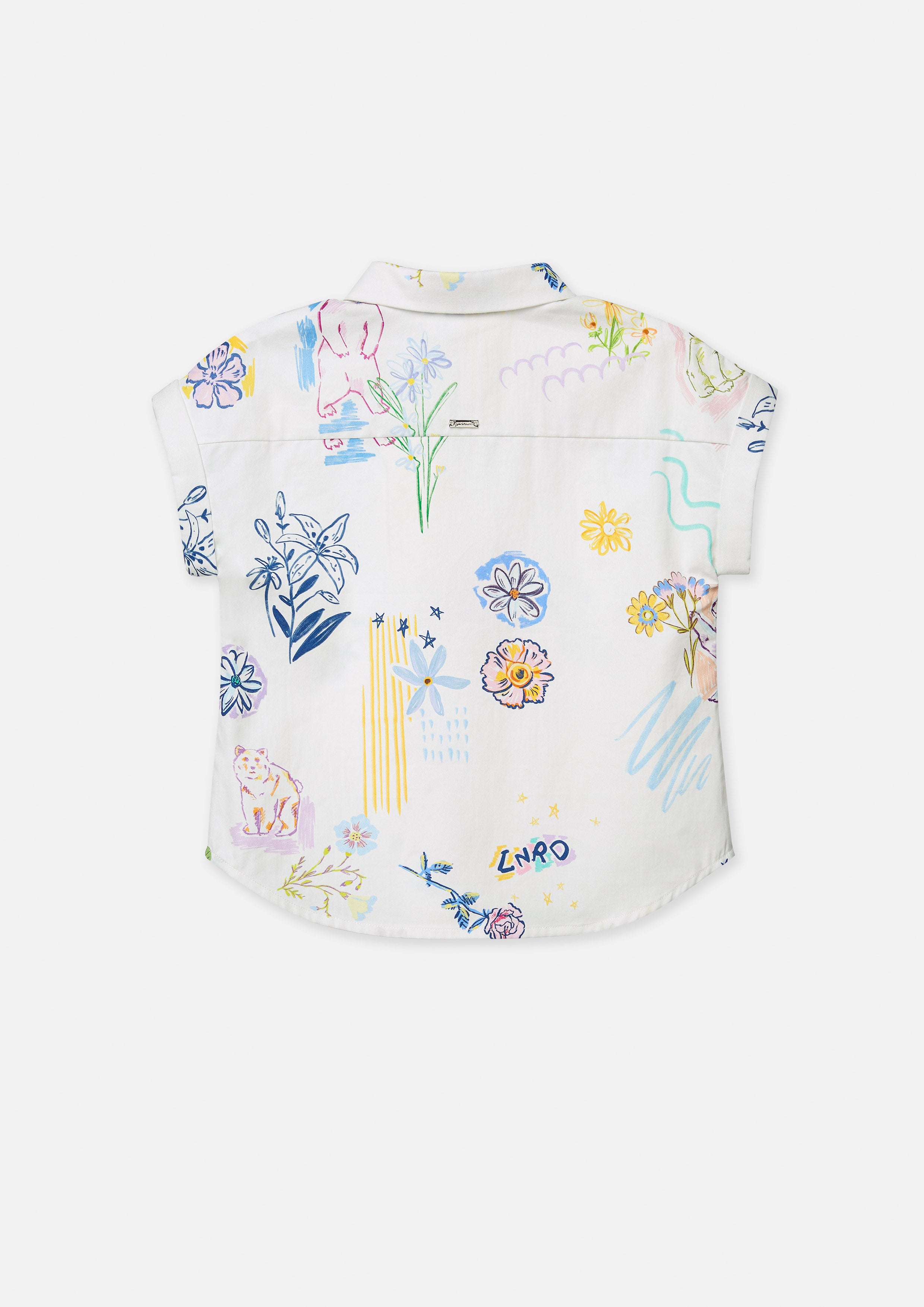 Playful Sketch Print Short Sleeve Shirt for Girls The Wild Spirit
