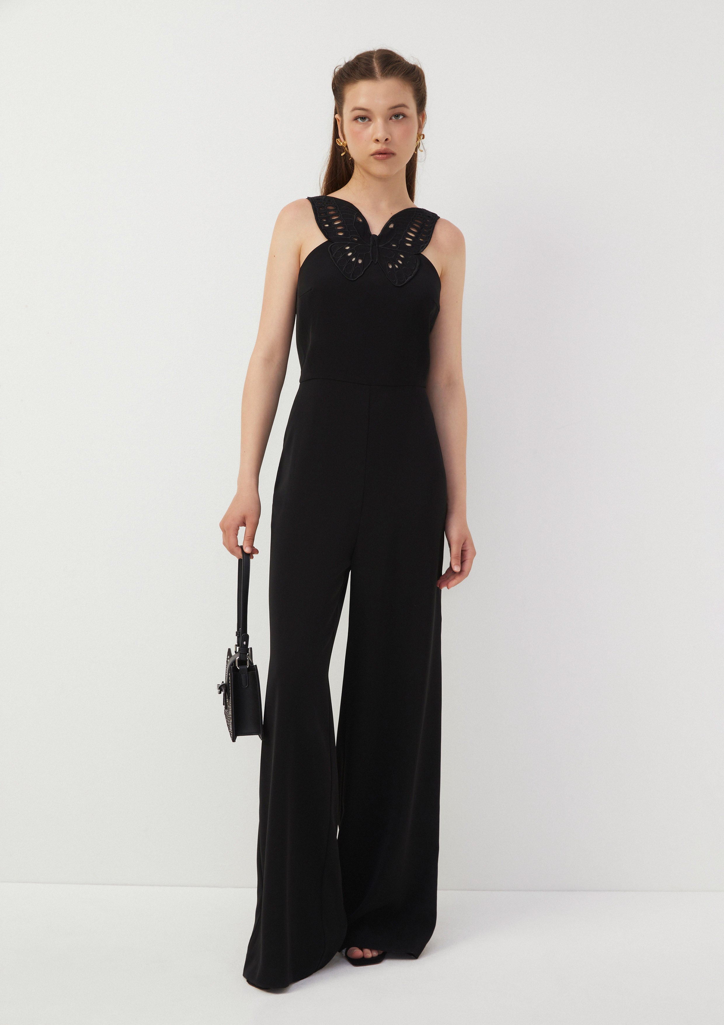 Wide-Leg Jumpsuit with Cutwork Butterfly Detail Butterfly Glimmer