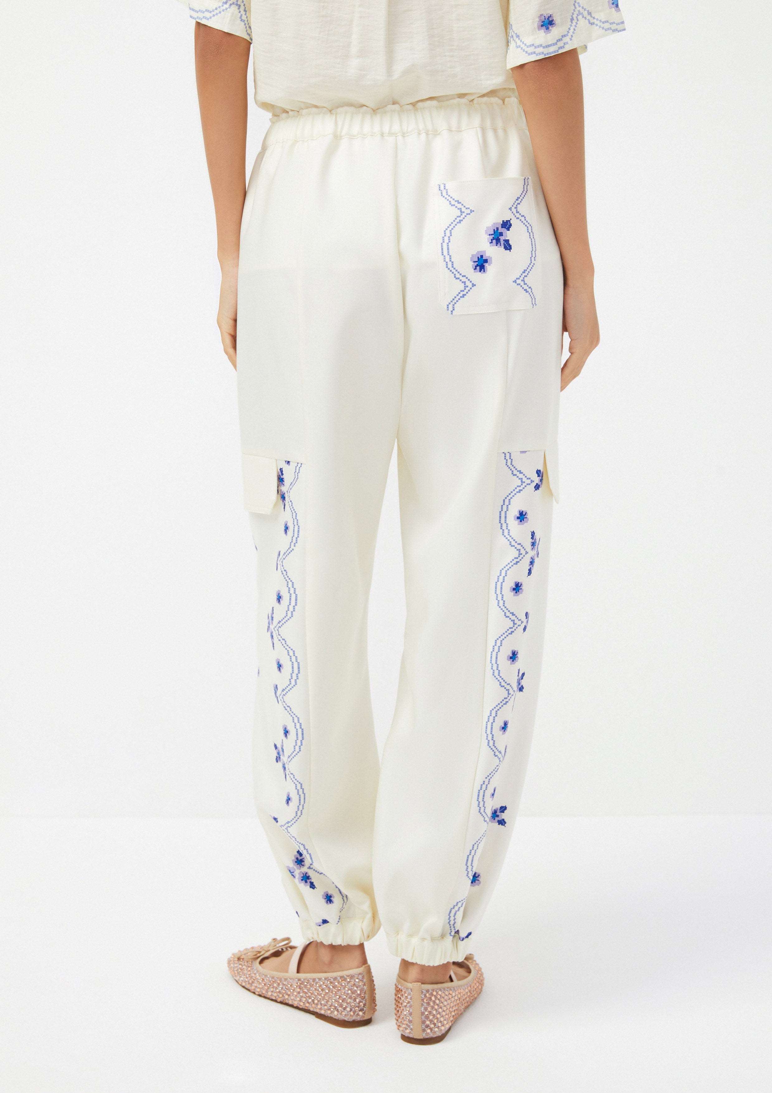 Embroidered Relaxed Fit Pants Scandi Folk Art