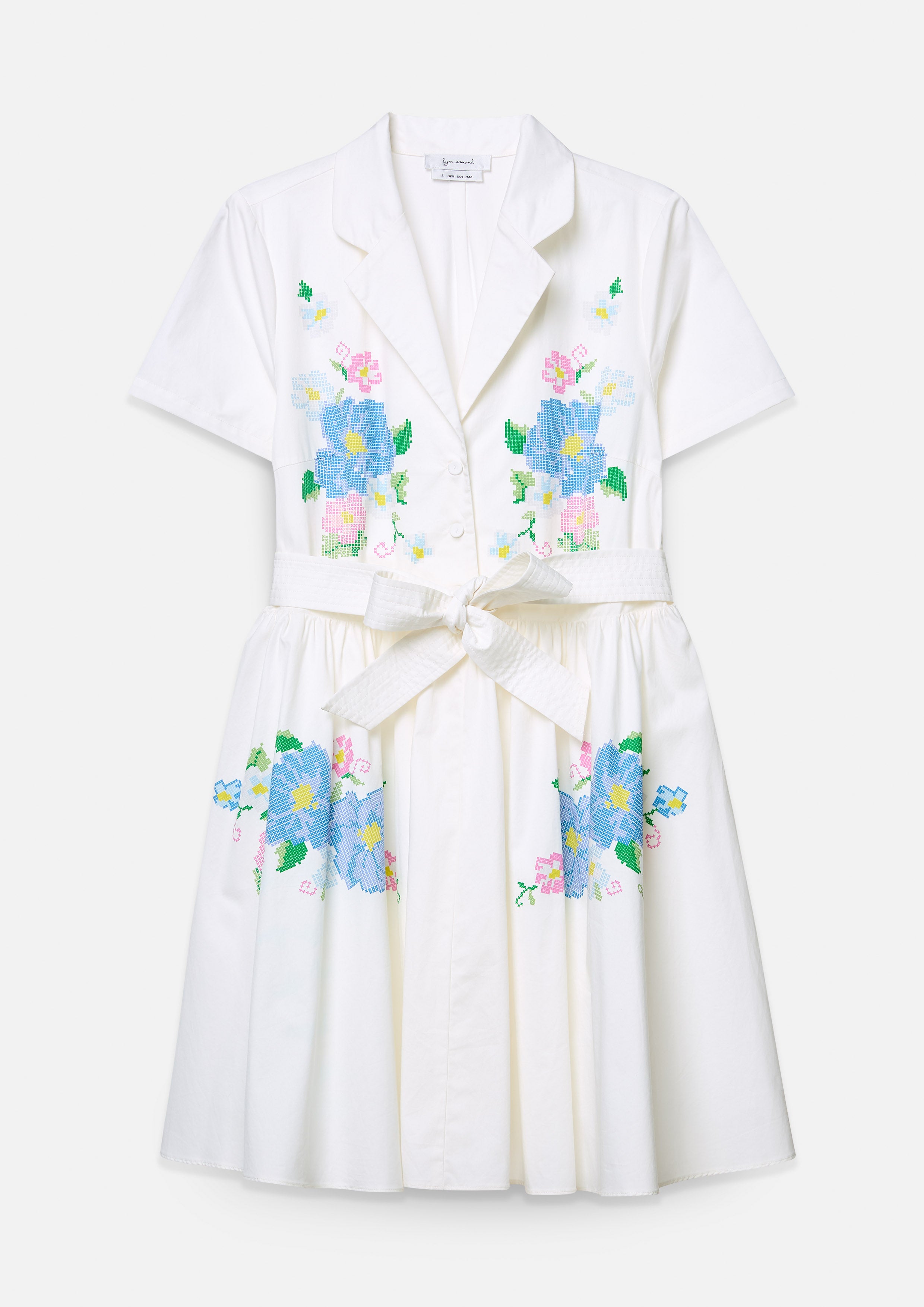 Embroidered Shirt Dress with Belt Scandi Folk Art