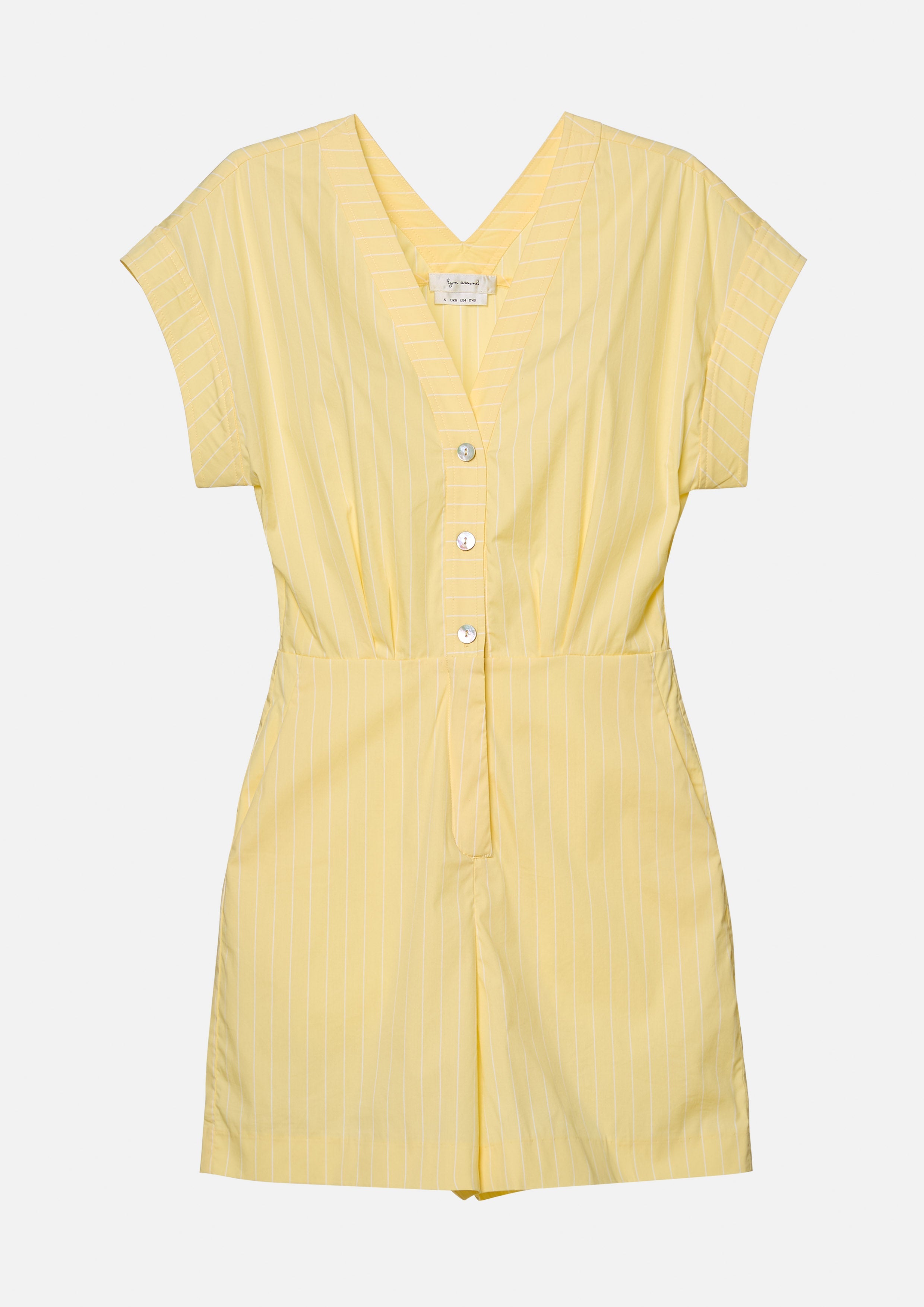 Pinstripe Buttoned V-Neck Romper Urban Retreat