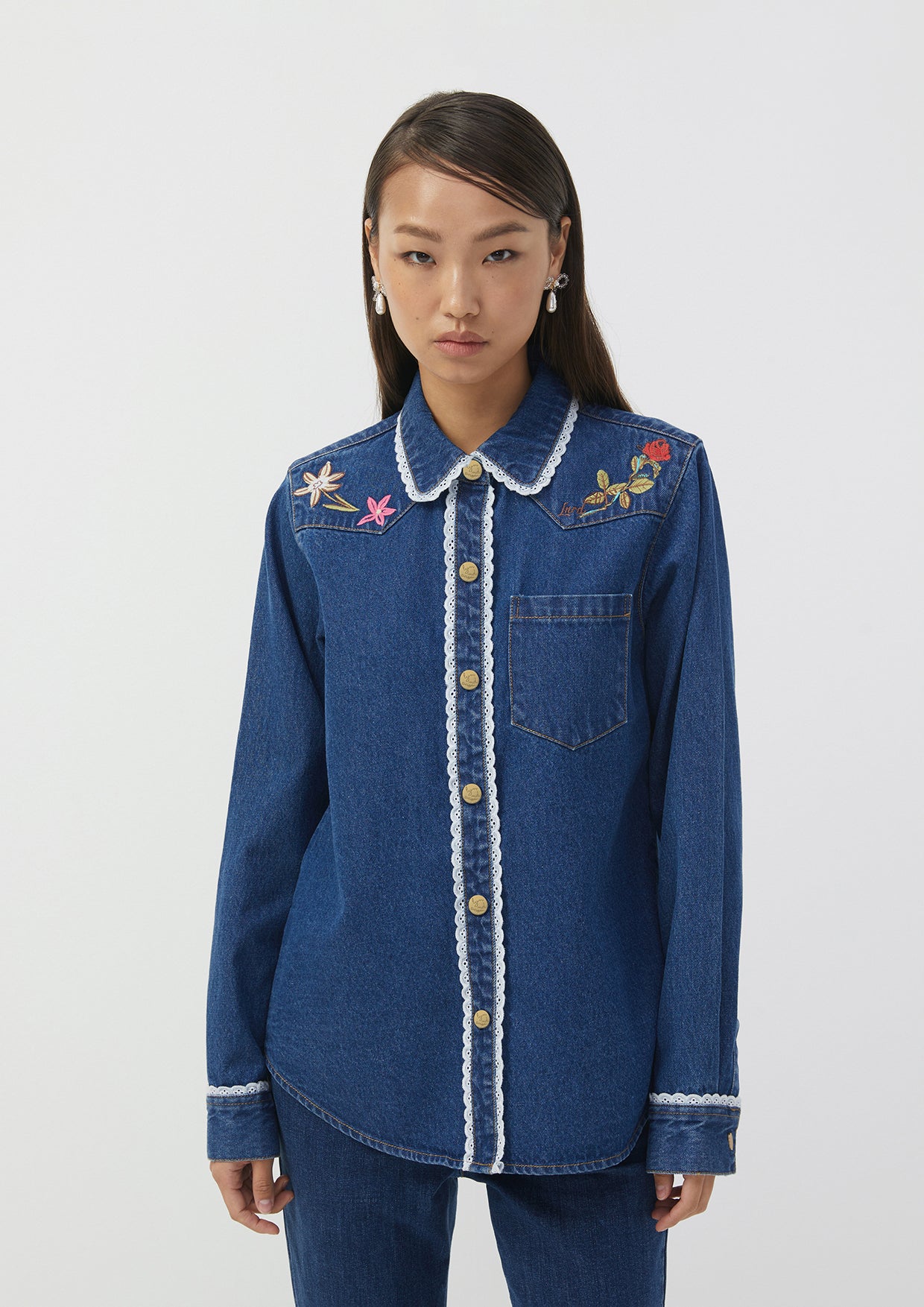 Denim Embroidered Long Sleeve Shirt The Wild Spirit