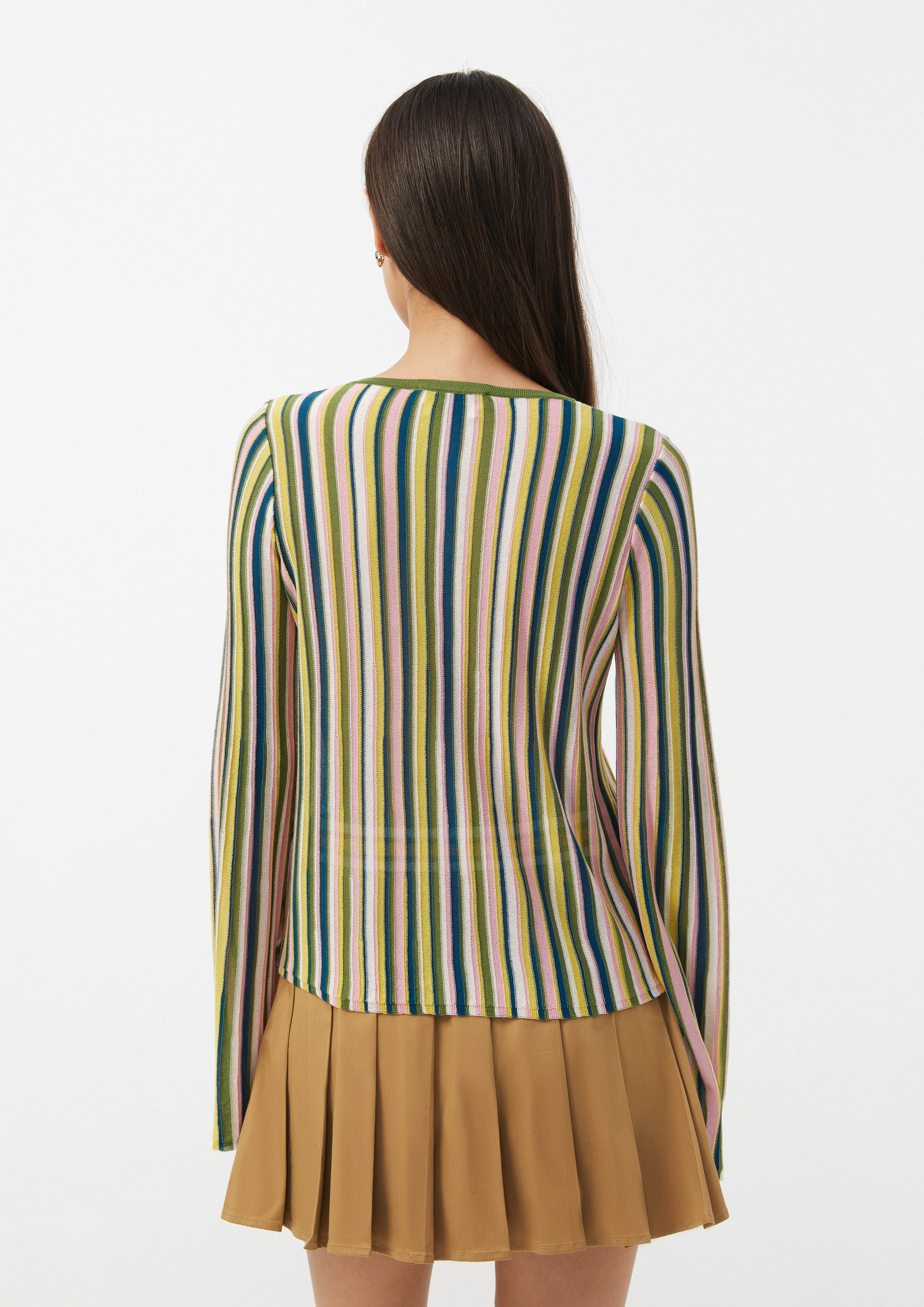 Stripe Knit Long Sleeve Cardigan Ember Mirage