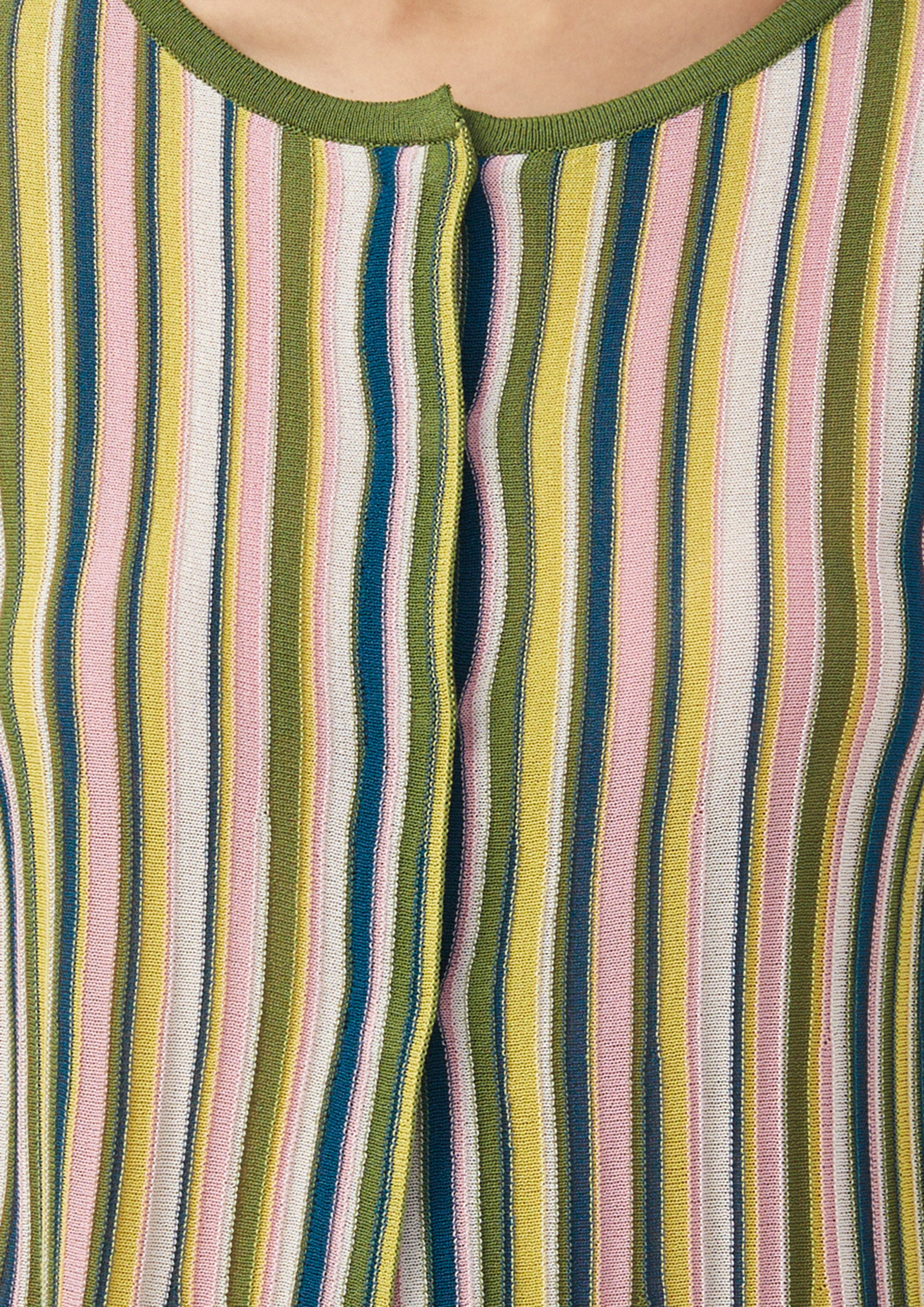 เสื้อคาร์ดิแกน ถักลายทาง แขนยาว Ember Mirage