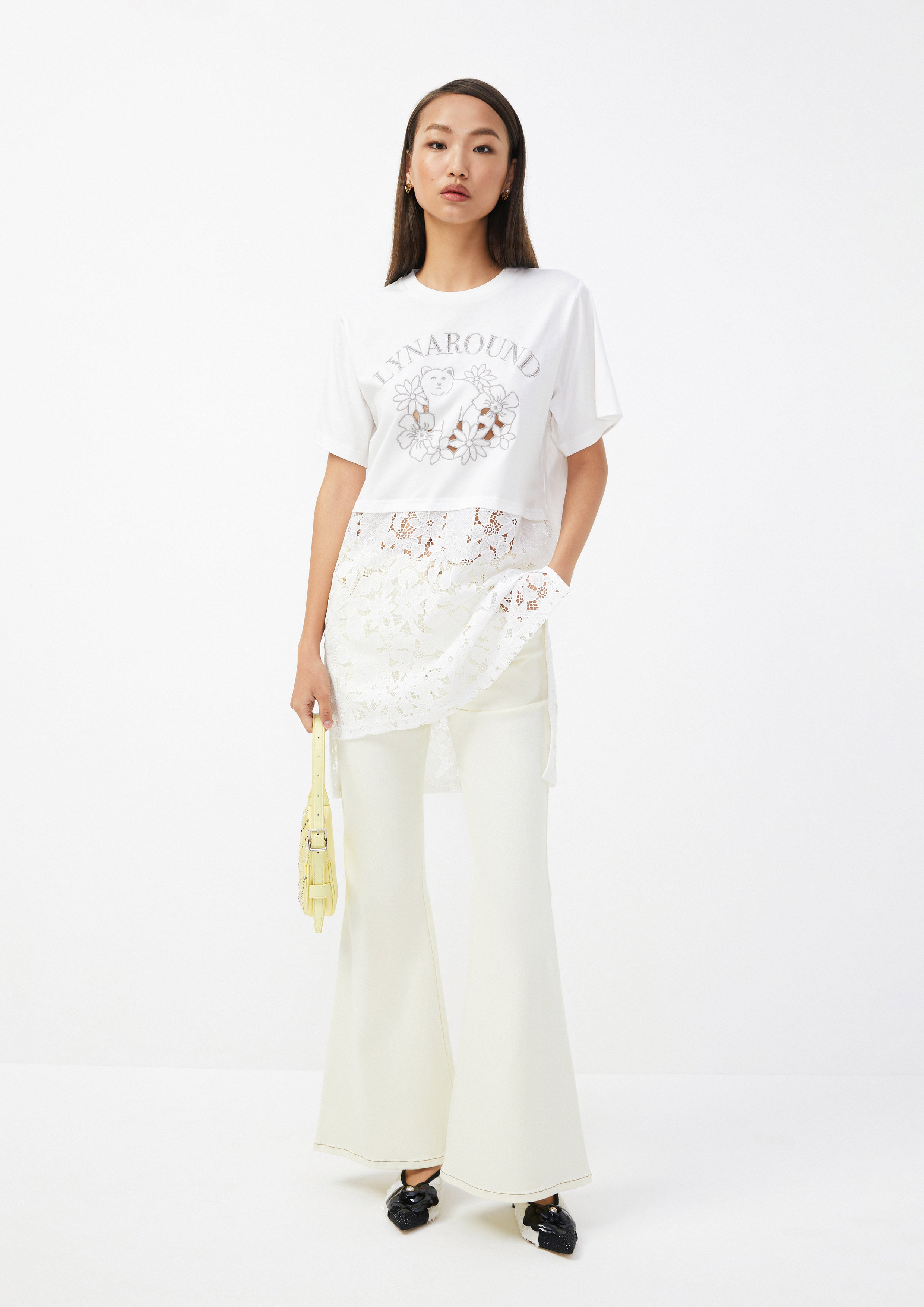 Bear & Floral Embroidered Lace Hem Top The Wild Spirit