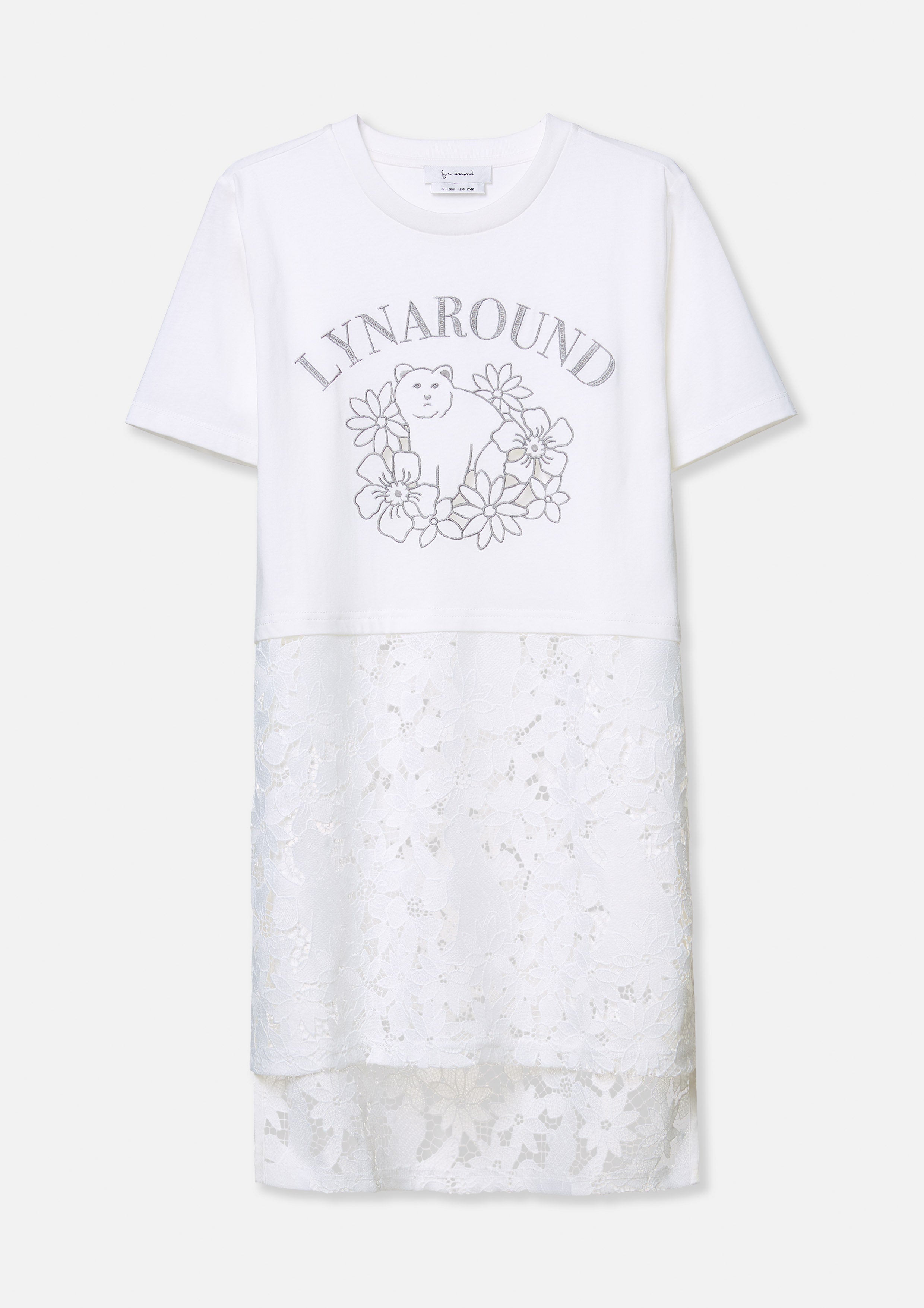 เสื้อยืด แต่งชายลูกไม้ พิมพ์ลายหมีและดอกไม้ The Wild Spirit