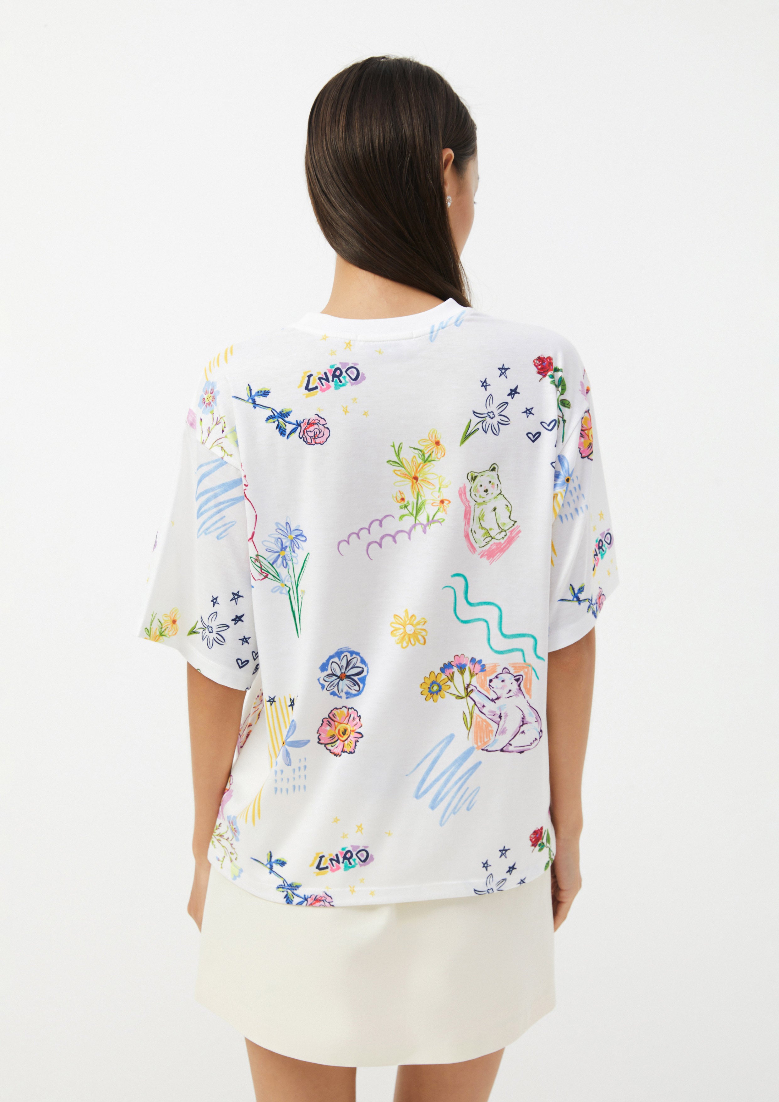 Playful Sketch Print Oversized T-Shirt The Wild Spirit