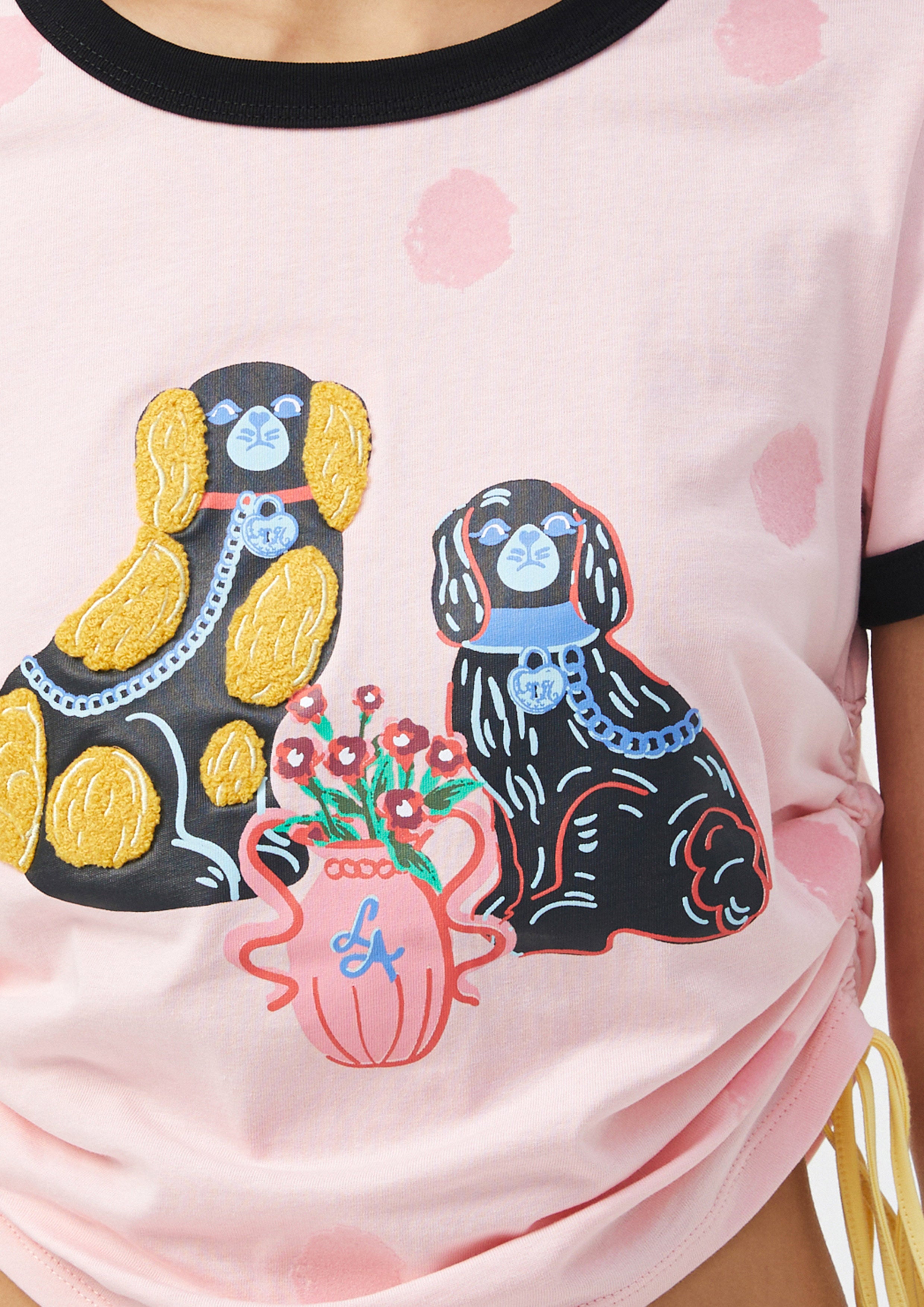 Dog Graphic Ruched Crop Top