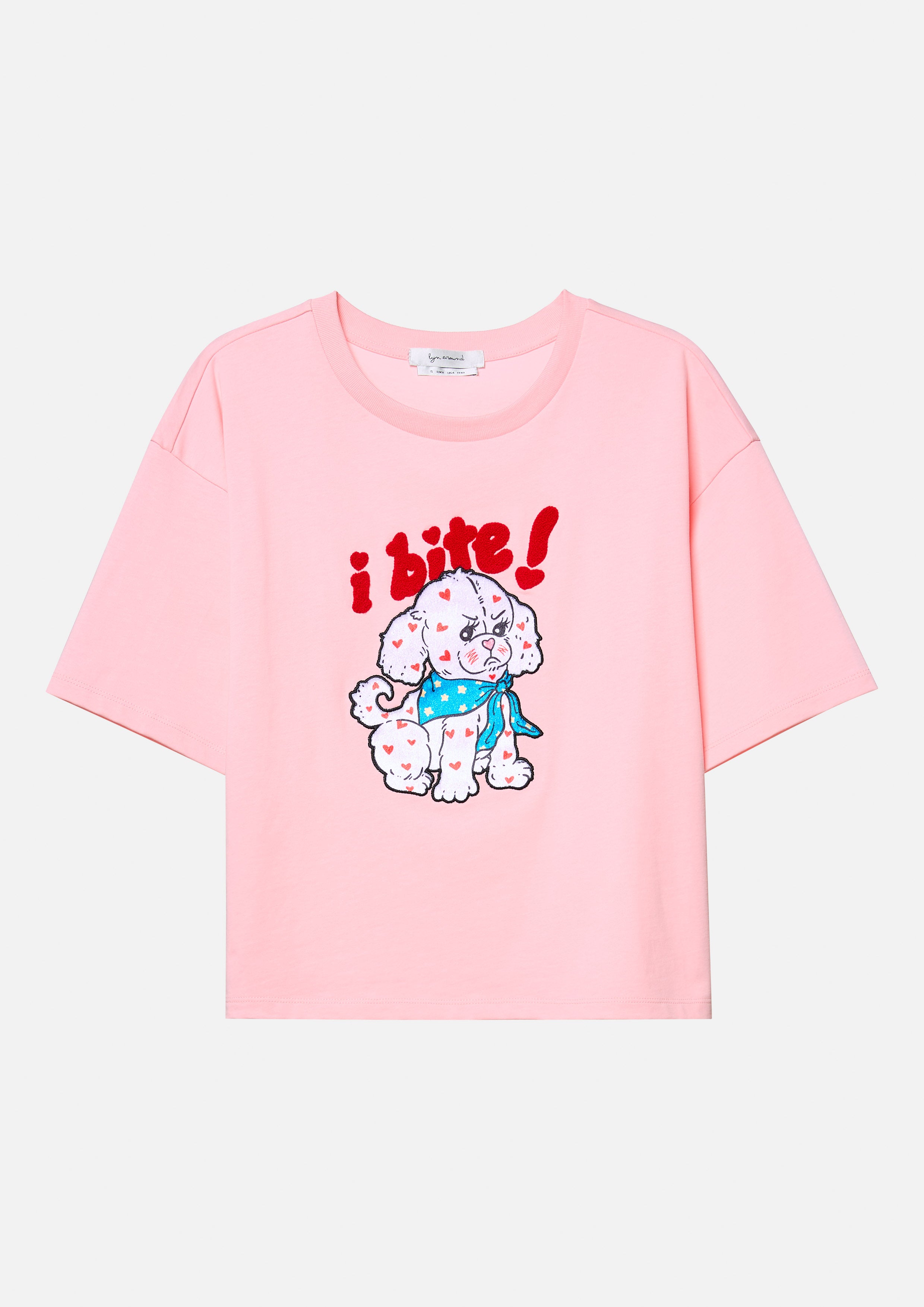 เสื้อยืด ทรงหลวม ลายกราฟิกน้องหมา "I Bite!"