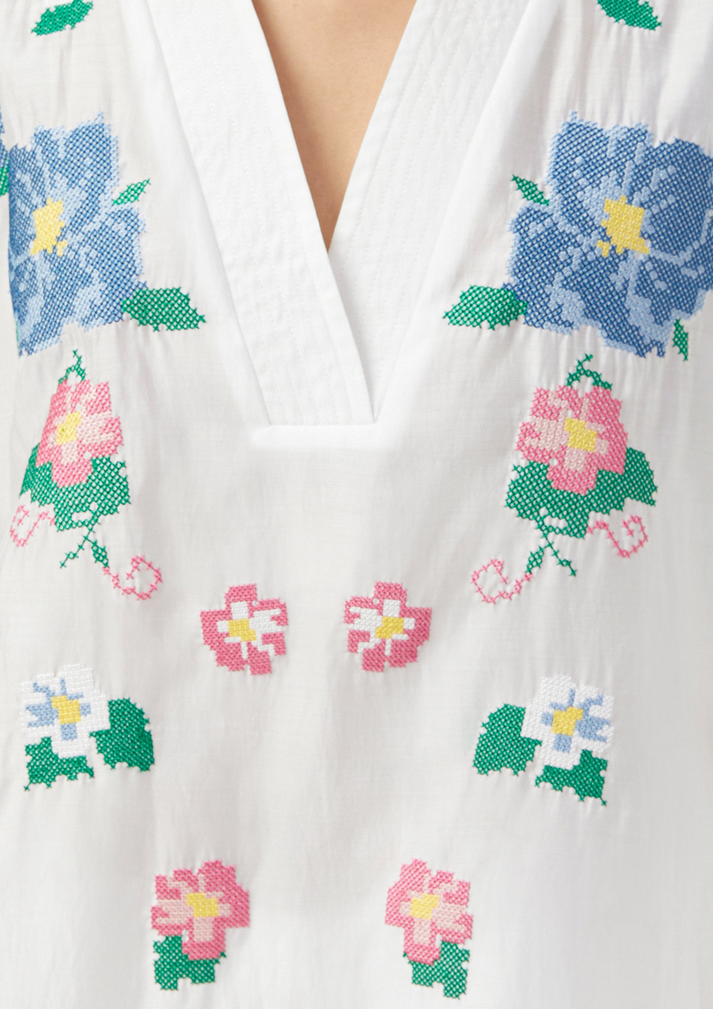 เสื้อทูนิก ปักครอสติช ลายดอกไม้ Scandi Folk Art