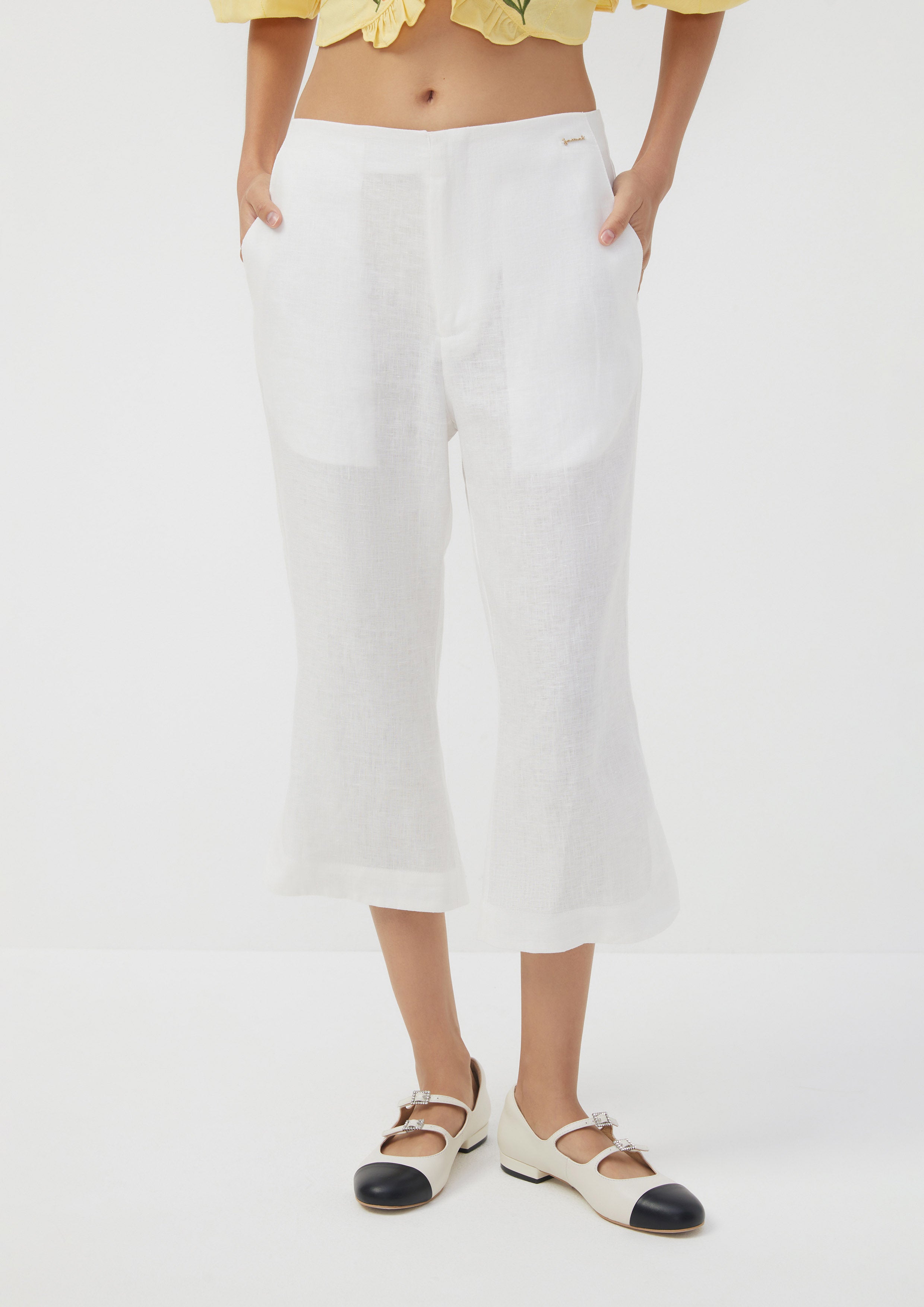Linen Cropped Wide-Leg Pants Ember Mirage