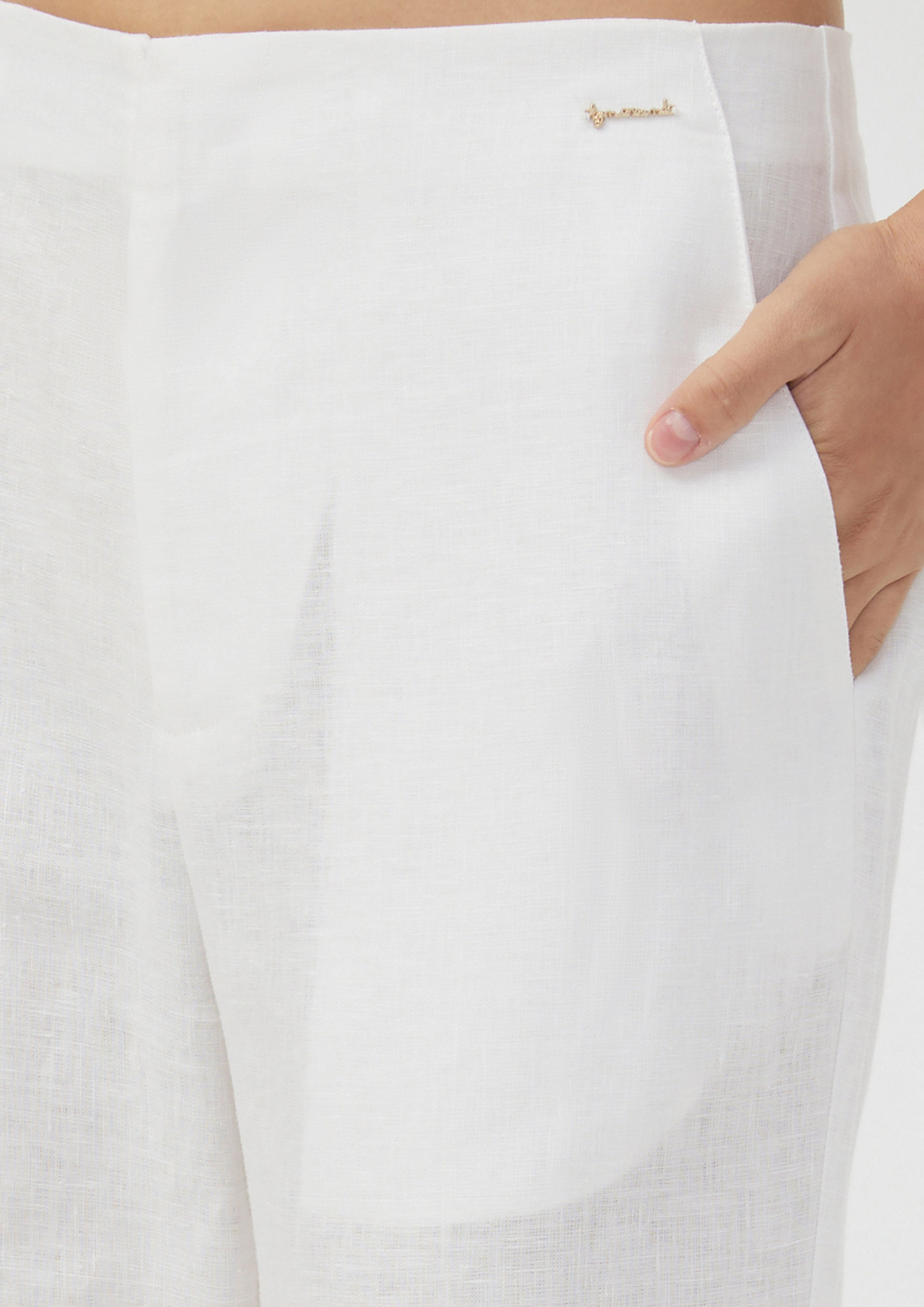 Linen Cropped Wide-Leg Pants Ember Mirage