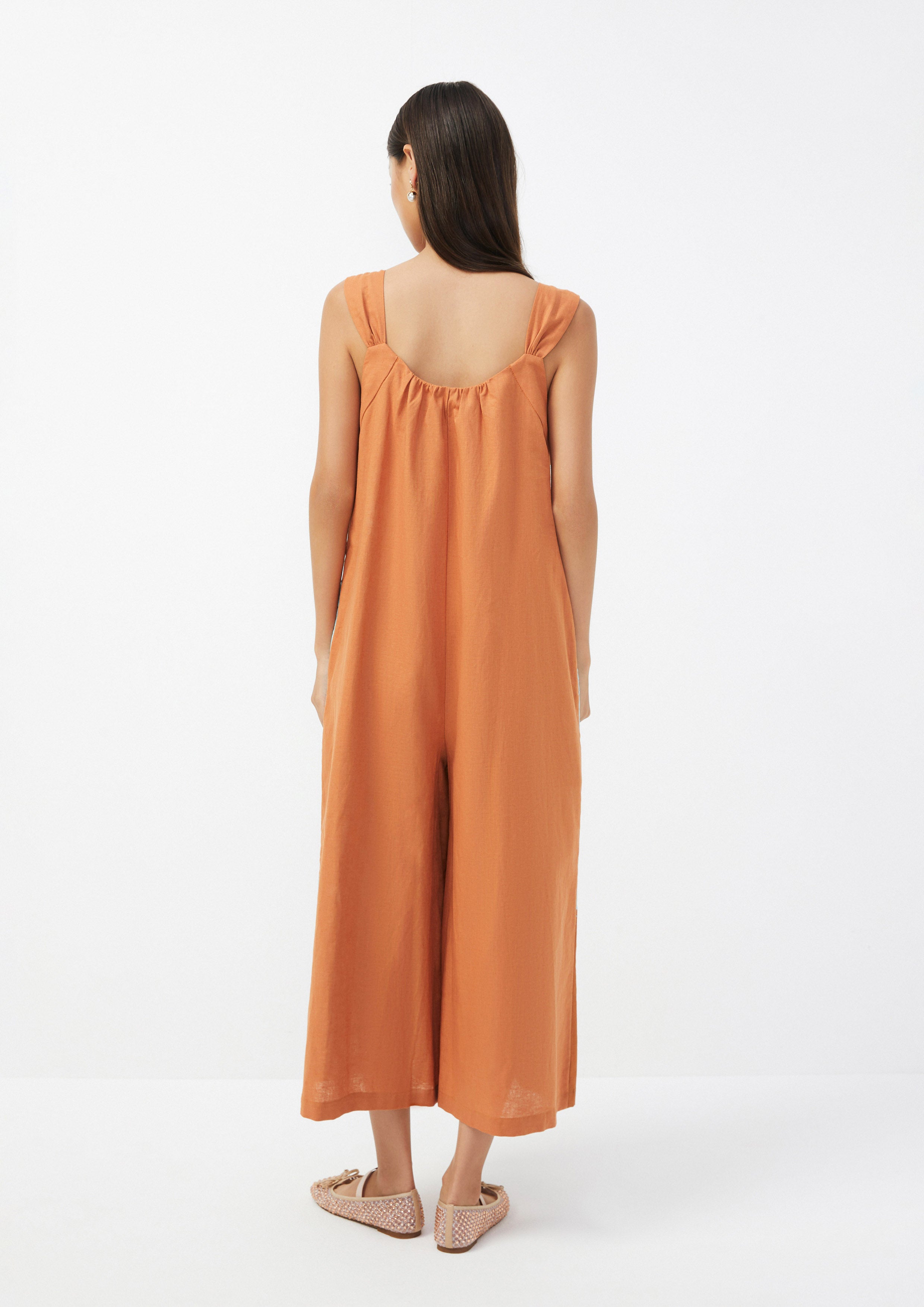 Printed Bird and Floral Wide-Leg Jumpsuit Ember Mirage